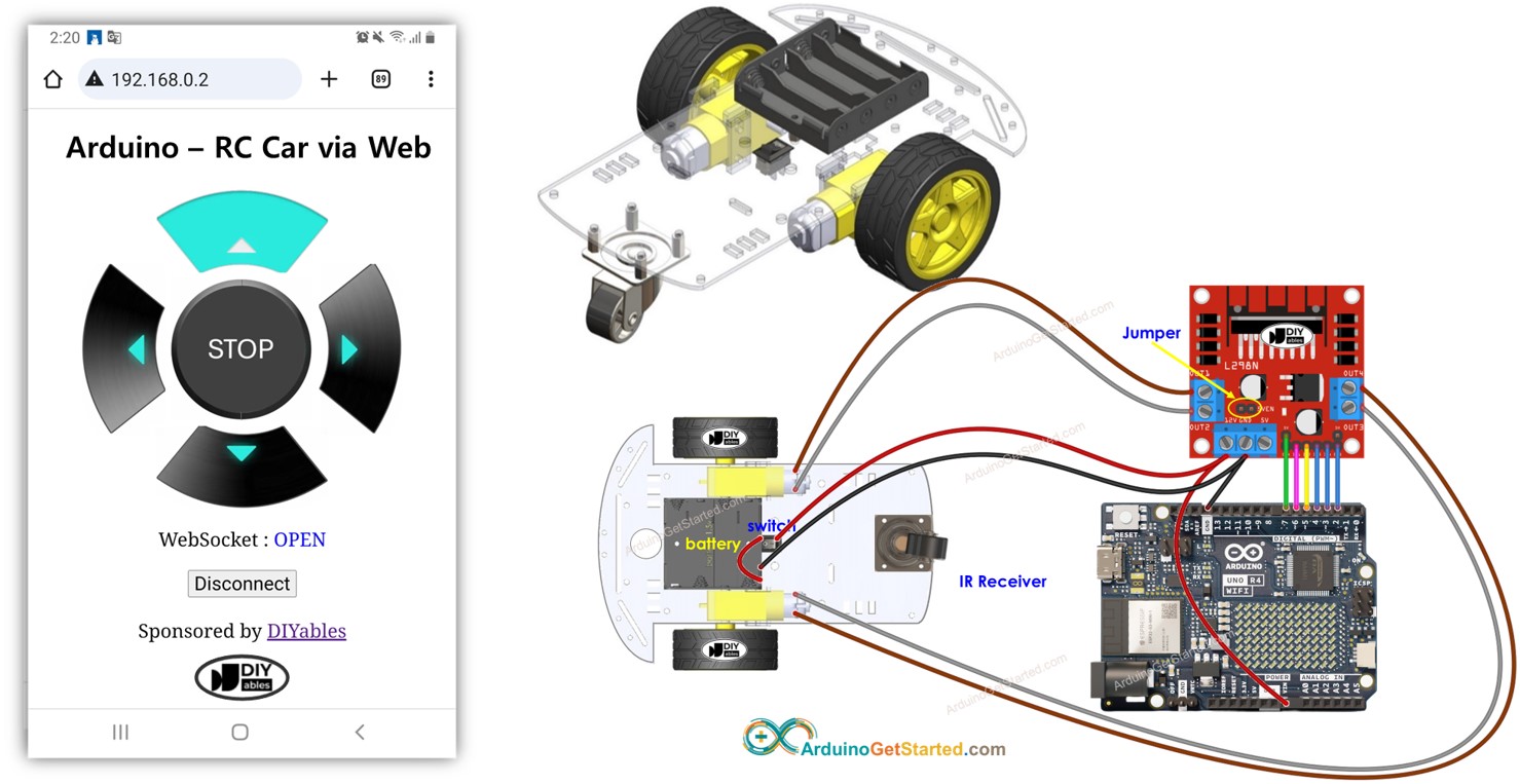 Arduino điều khiển xe robot qua web