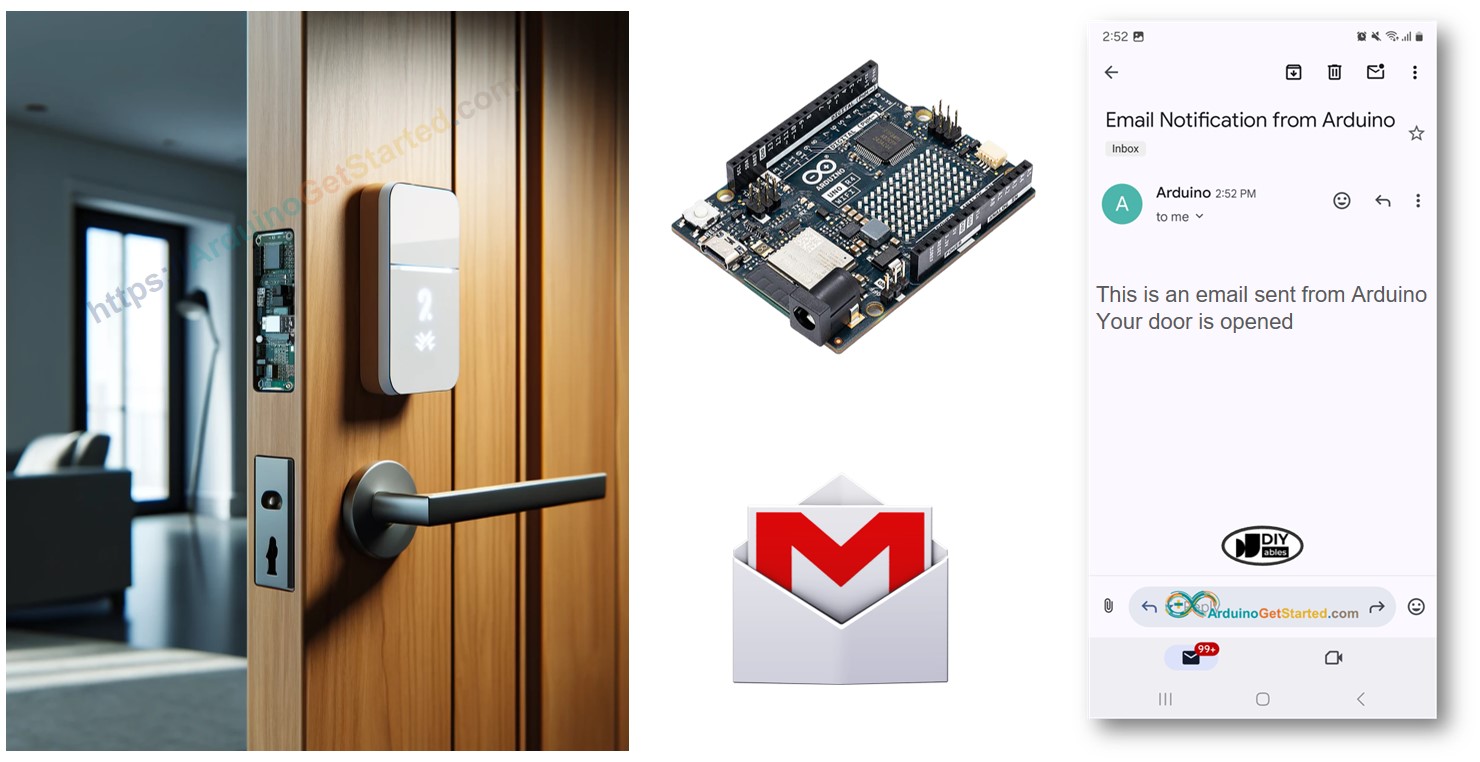 thông báo email về cửa mở bằng Arduino