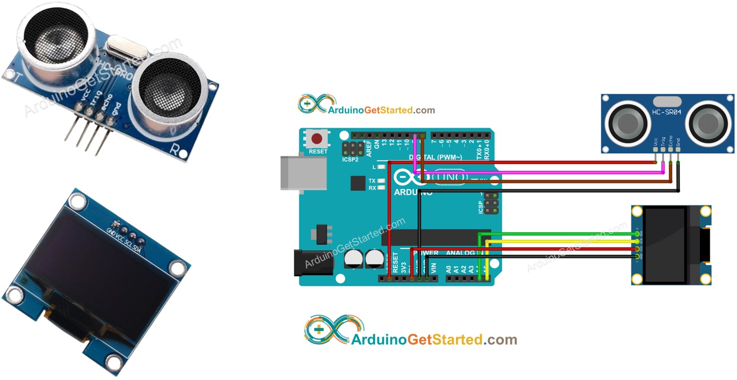 cảm biến siêu âm Arduino oLED