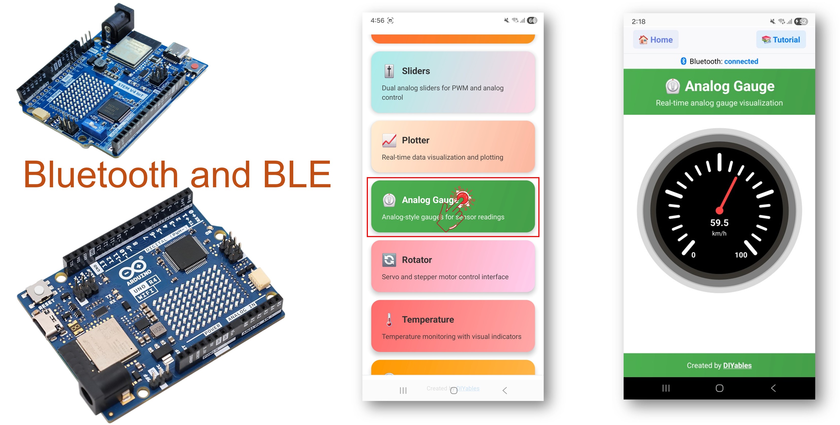 Arduino UNO R4 WiFi Bluetooth Đồng hồ Đo analog - hướng dẫn hiển thị Đồng hồ Đo qua ble