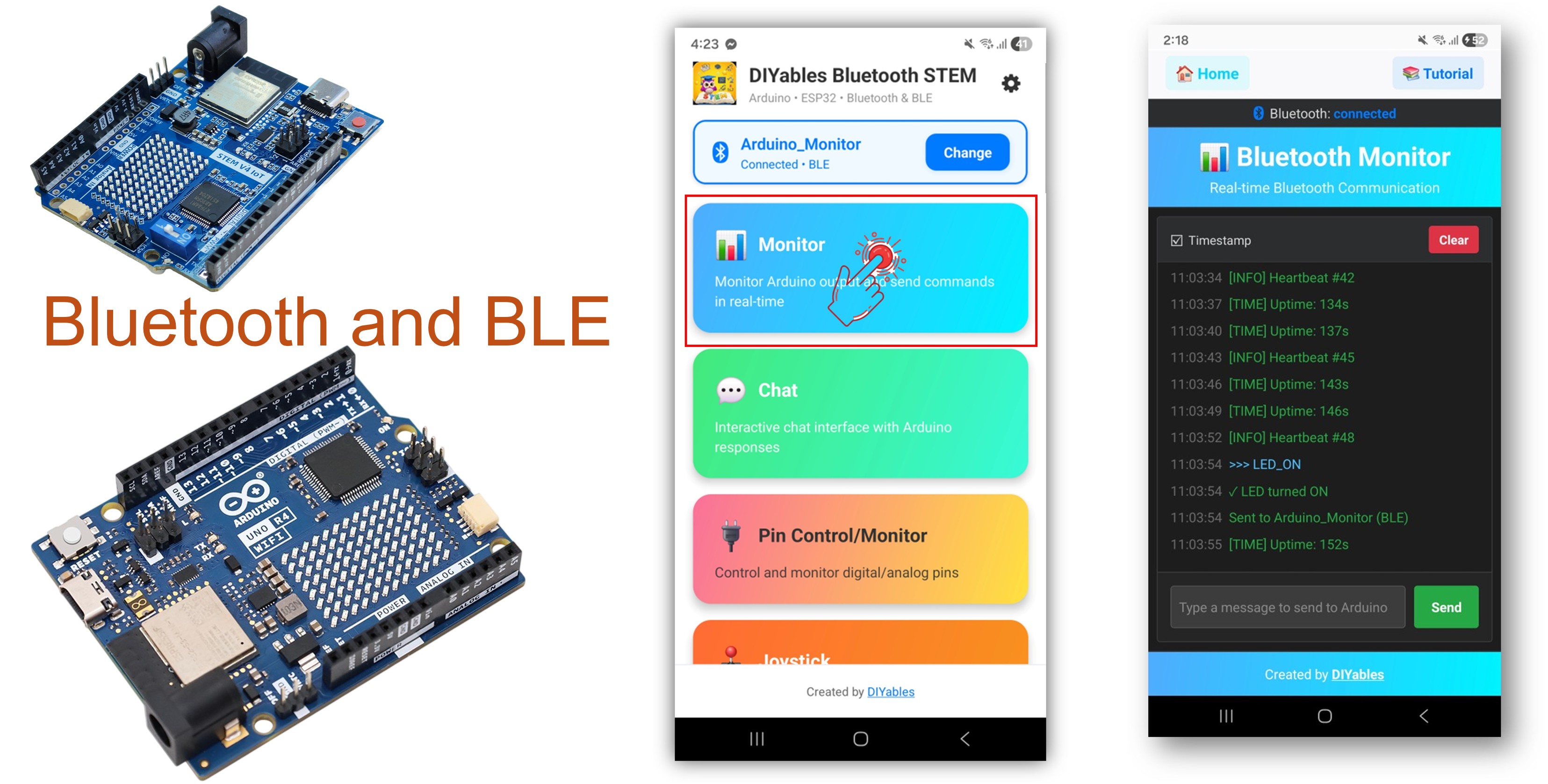 Arduino UNO R4 WiFi Bluetooth monitor example - wireless serial monitor via ble tutorial