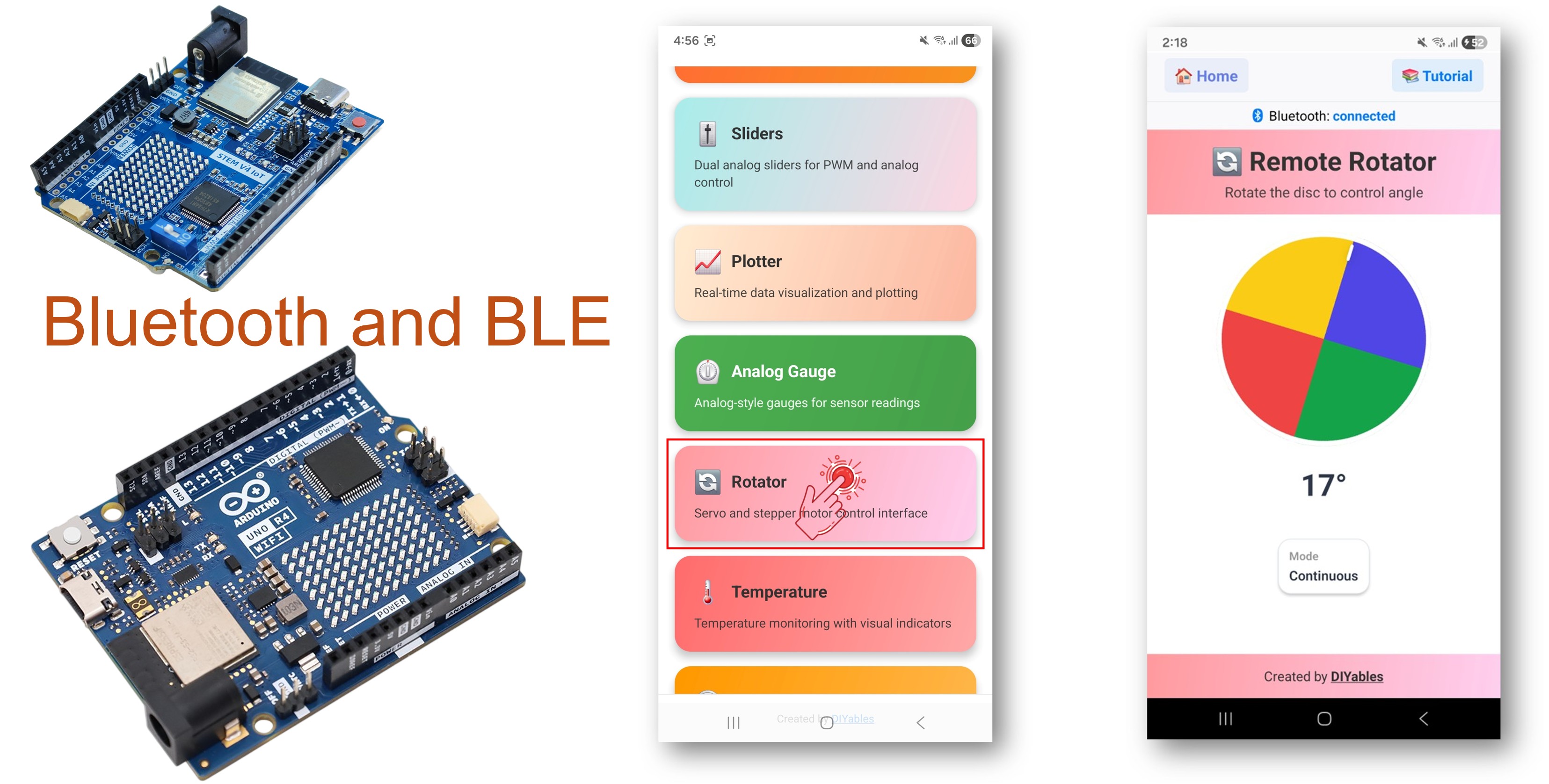 Arduino UNO R4 WiFi Bluetooth rotator example - Điều khiển góc quay qua ble tutorial
