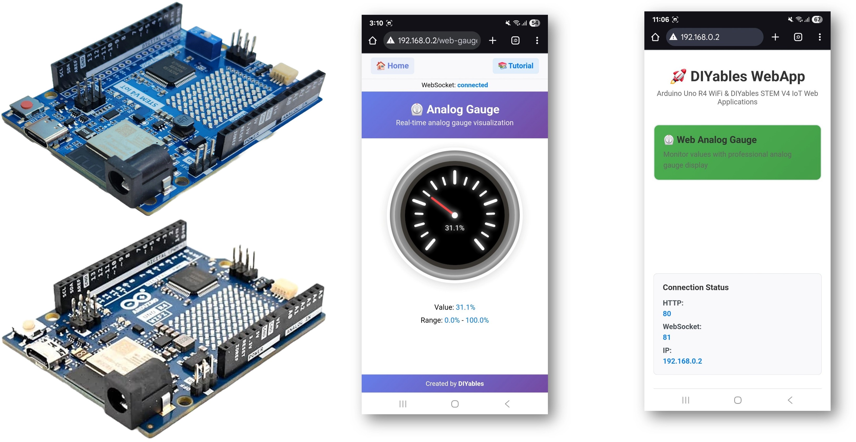 Arduino webanaloggauge example - hướng dẫn hiển thị Đồng hồ Đo chuyên nghiệp