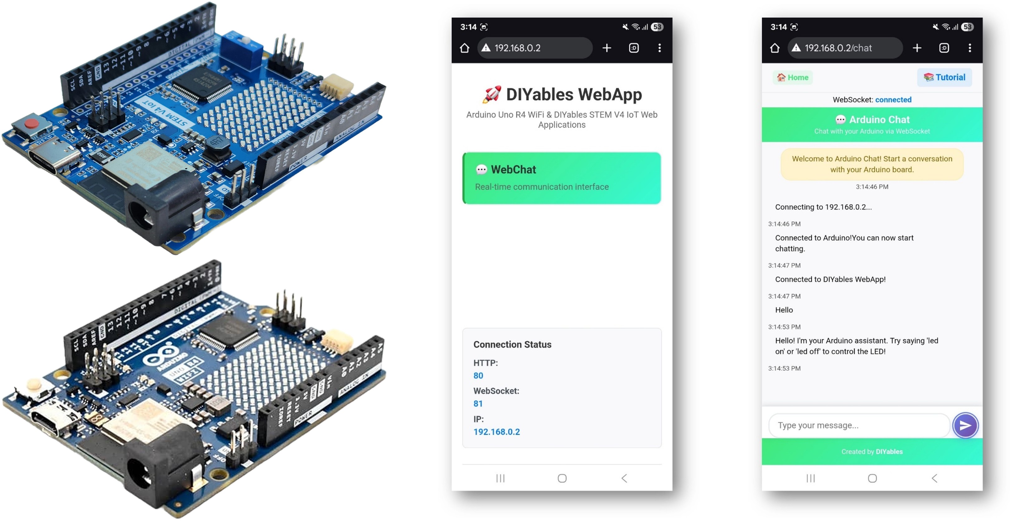 Arduino webchat example - hướng dẫn giao diện chat tương tác