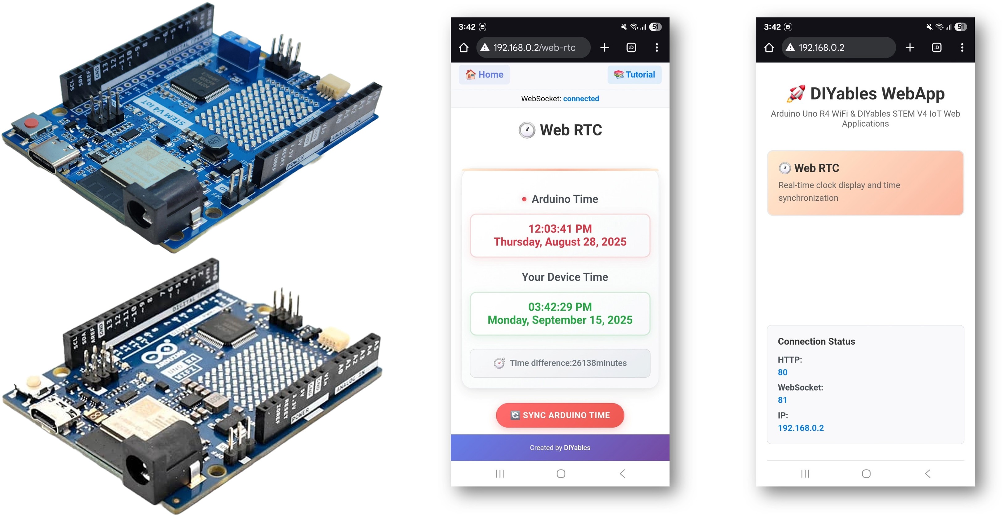 Arduino webrtc example - hướng dẫn giao diện Đồng hồ thời gian thực