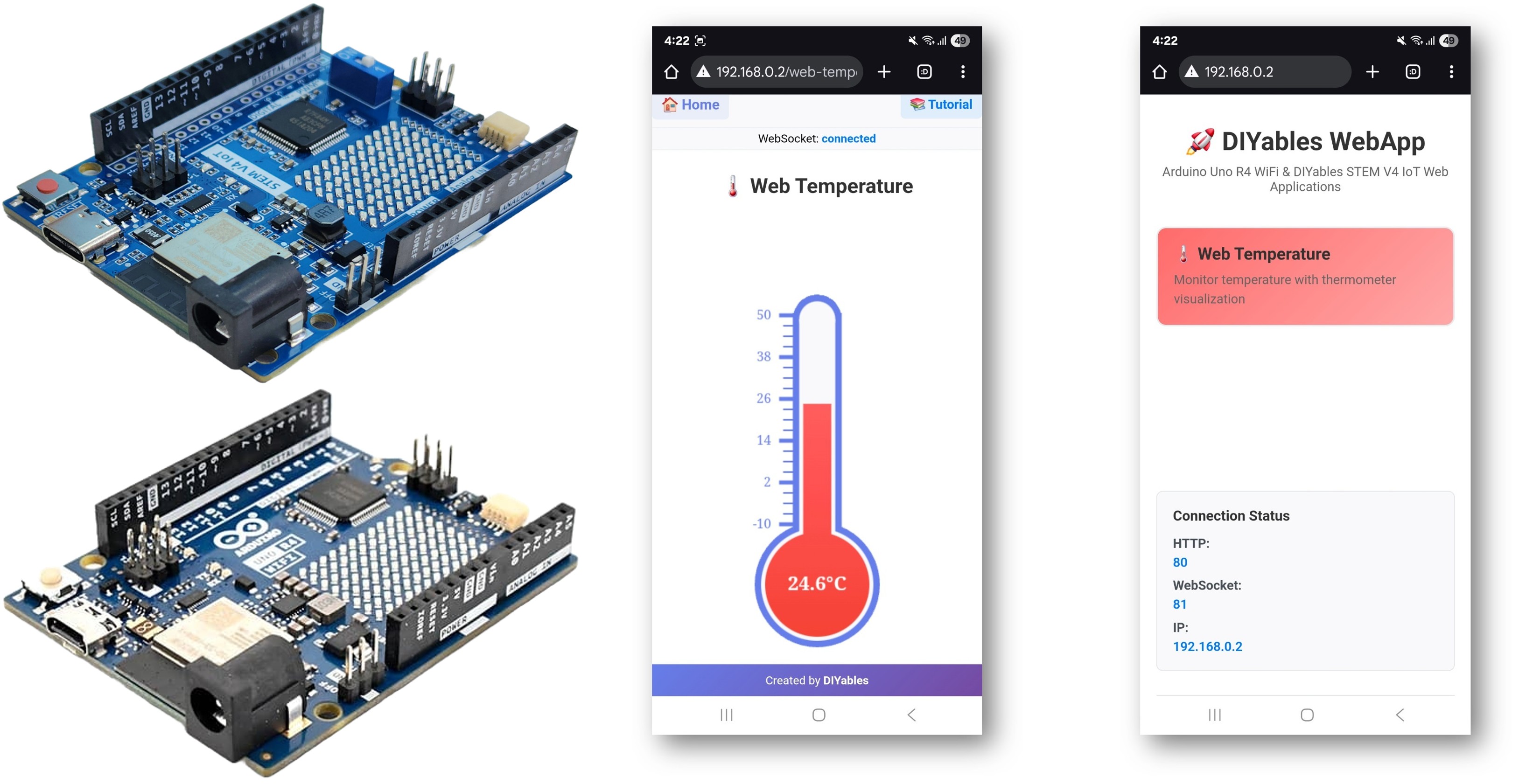 Arduino webtemperature example - hướng dẫn giao diện hiển thị nhiệt kế