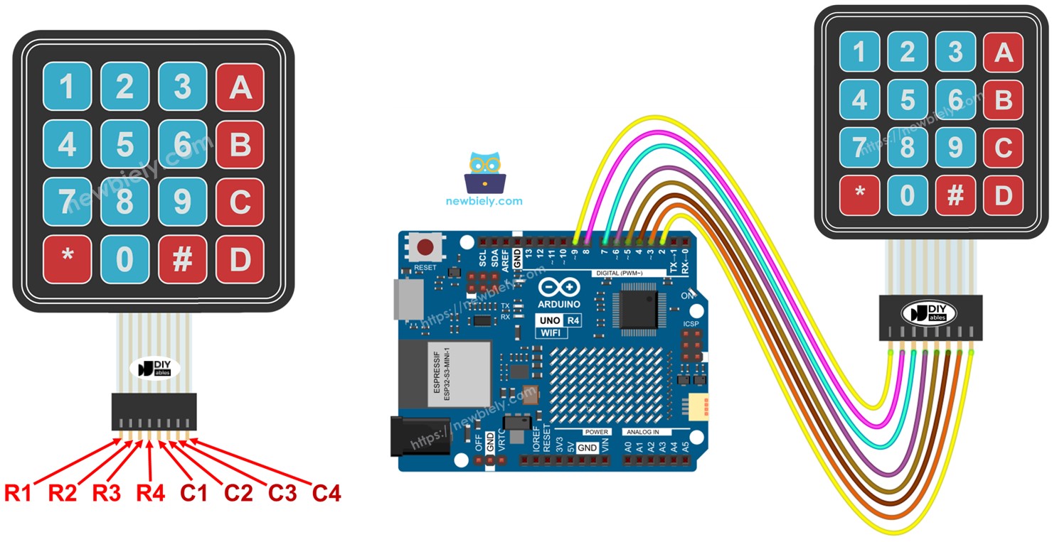Arduino UNO R4 4x4 bàn phím ma trận