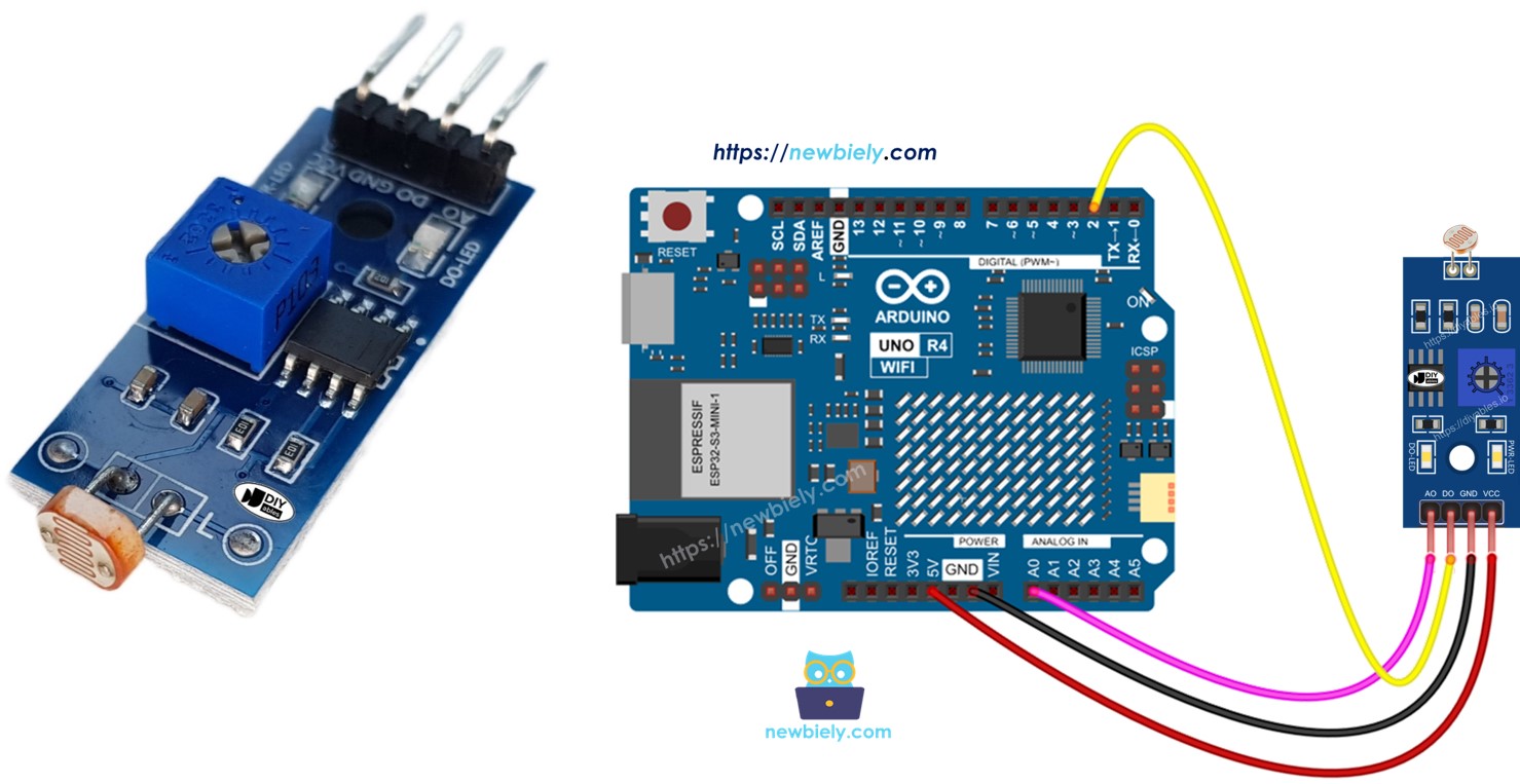 Arduino UNO R4 ldr cảm biến ánh sáng module