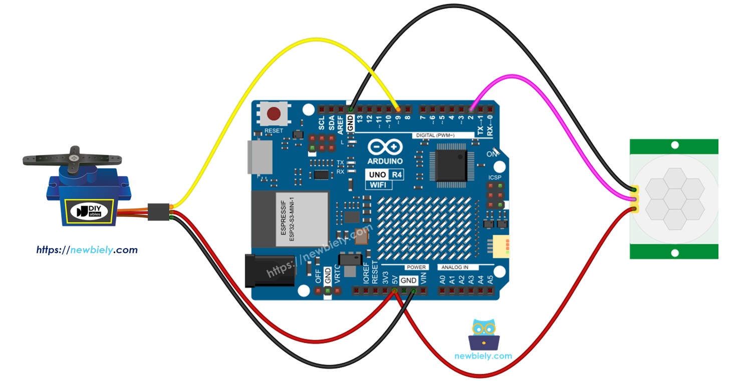 Arduino UNO R4 cảm biến chuyển Động động cơ servo
