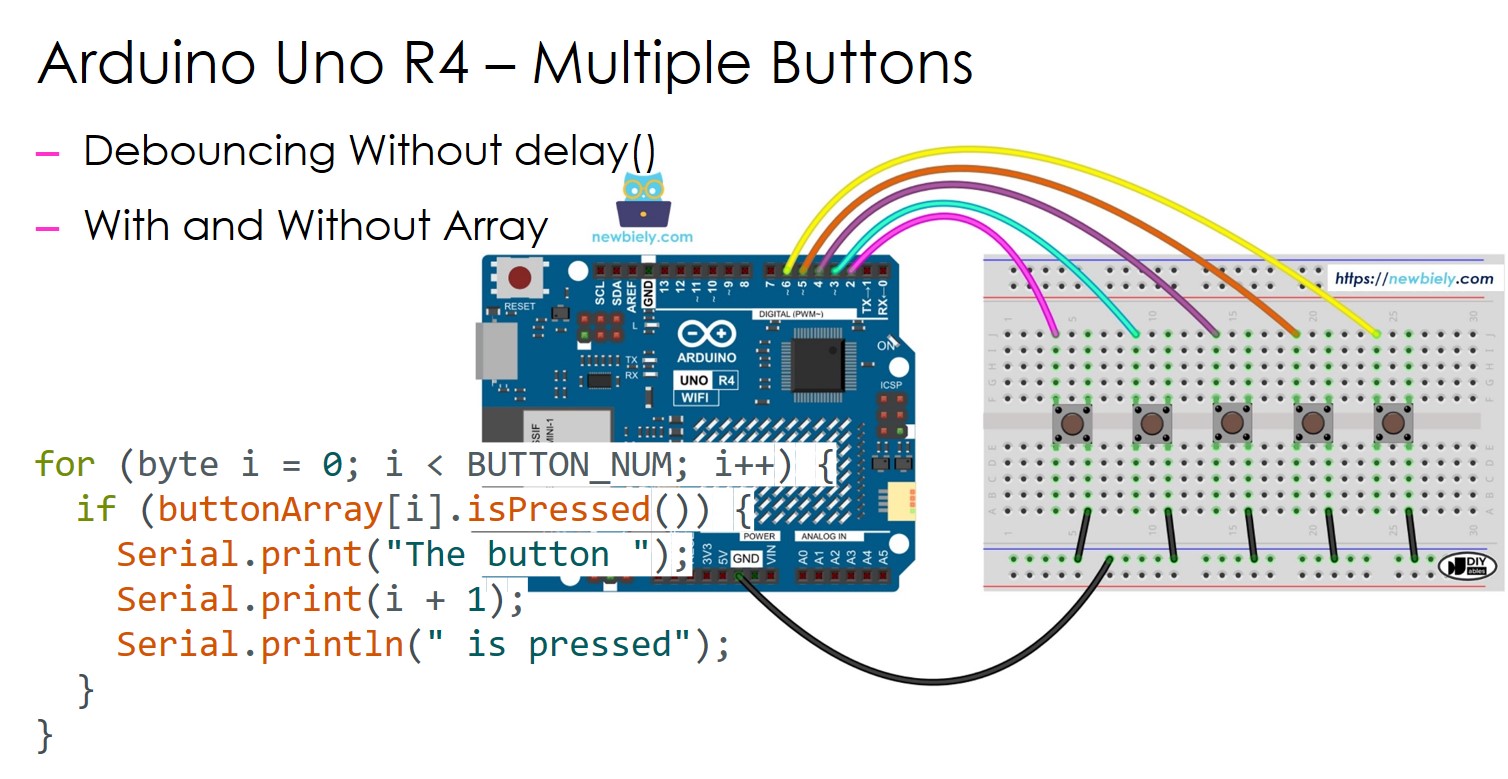 Arduino UNO R4 multiple nút nhấn
