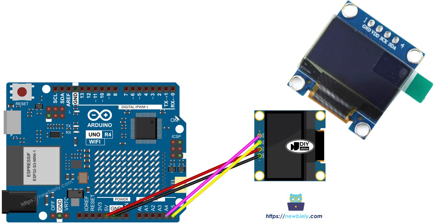 Arduino UNO R4 oLED i2c màn hình