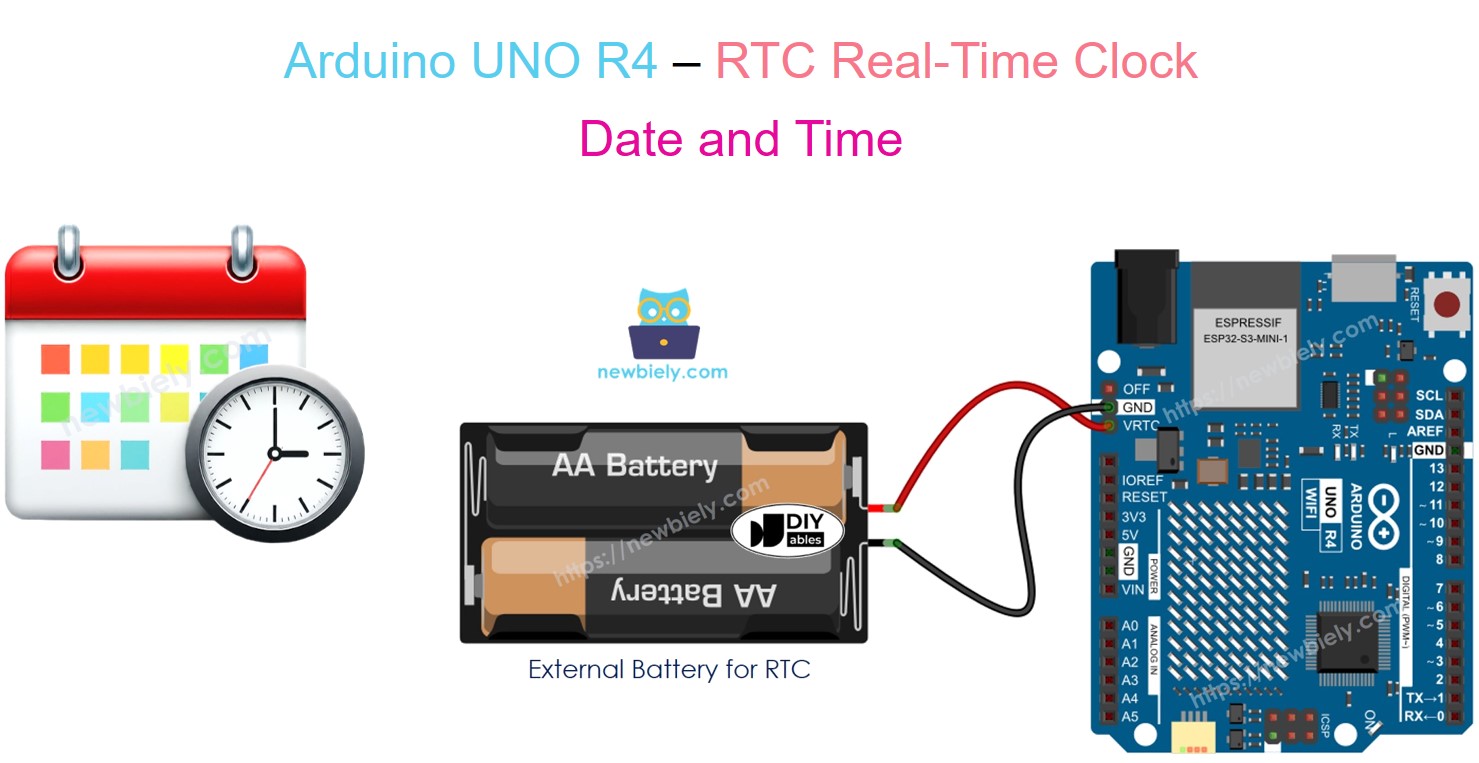 Arduino UNO R4 đồng hồ thời gian thực