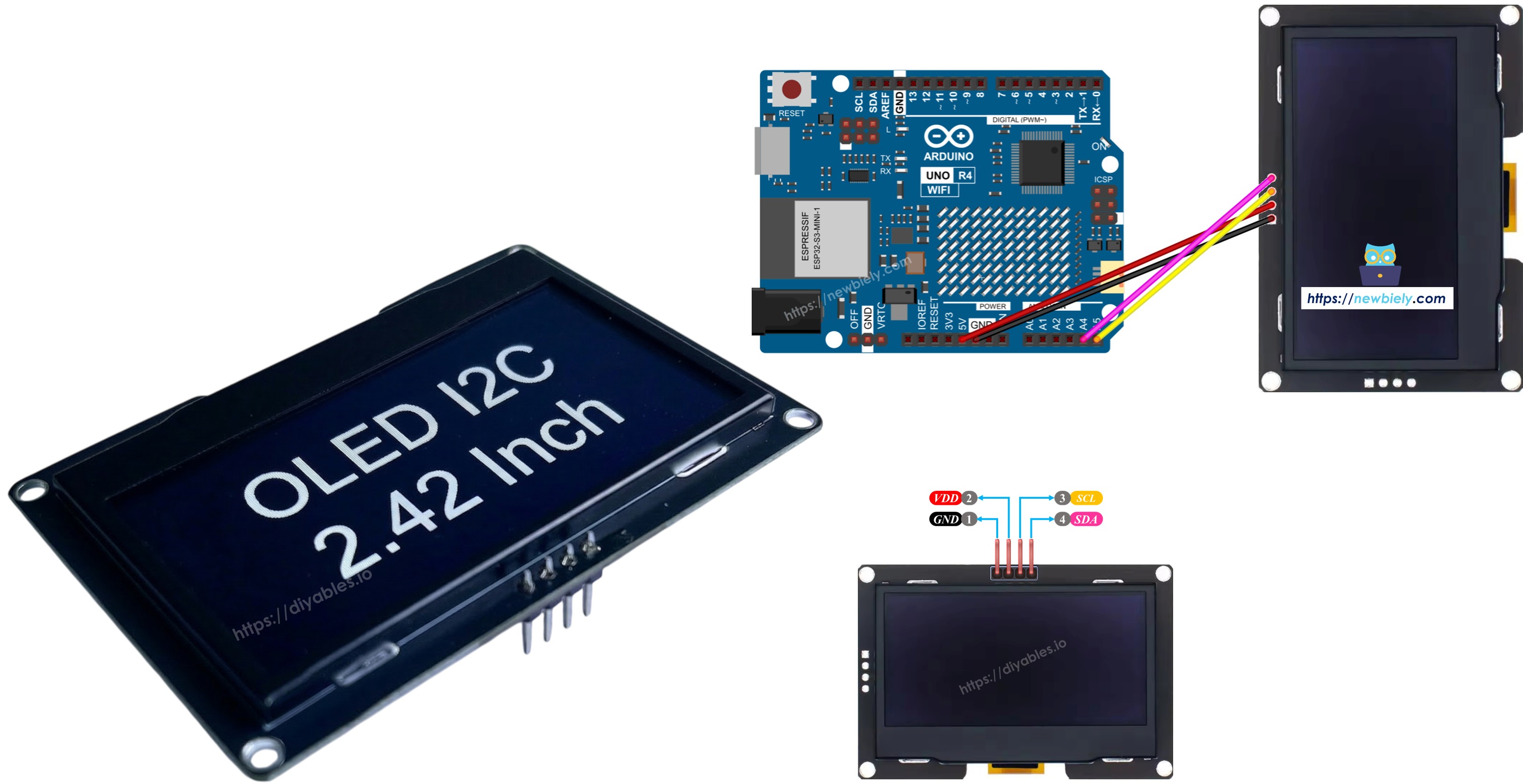 Arduino UNO R4 ssd1309 oLED 128x64