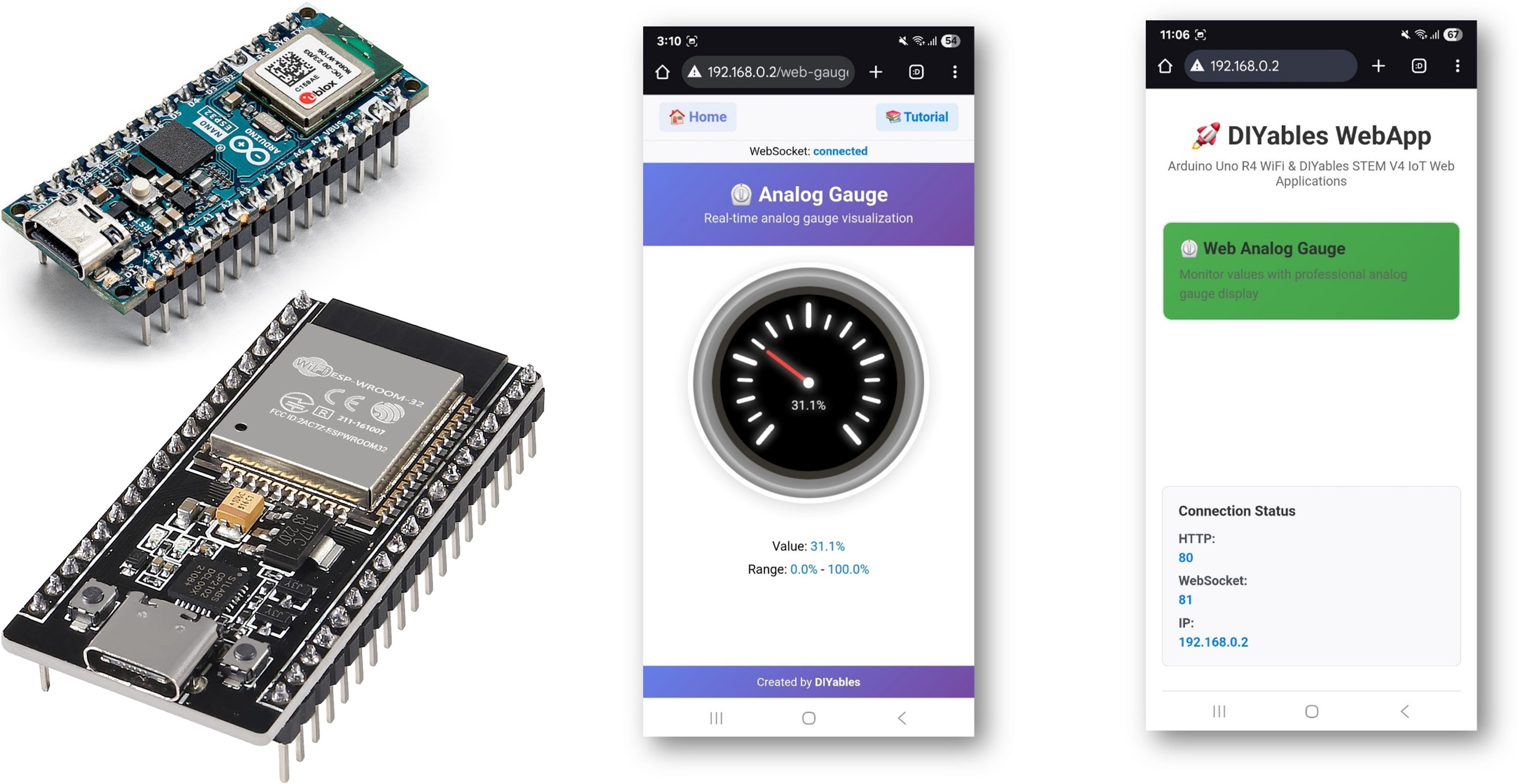 ví dụ Arduino webanaloggauge - hướng dẫn hiển thị đồng hồ đo chuyên nghiệp