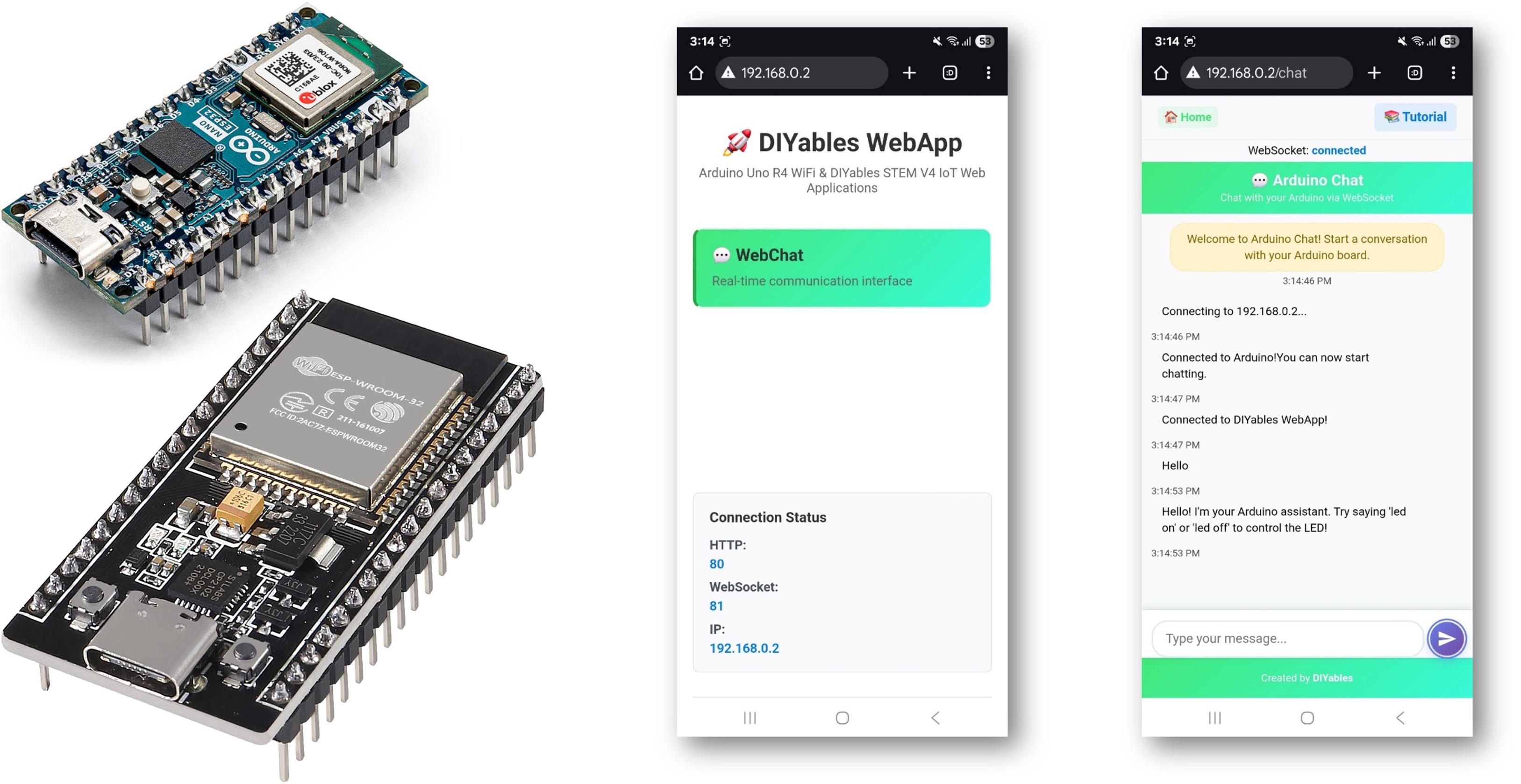 ví dụ Arduino webchat - hướng dẫn giao diện trò chuyện tương tác