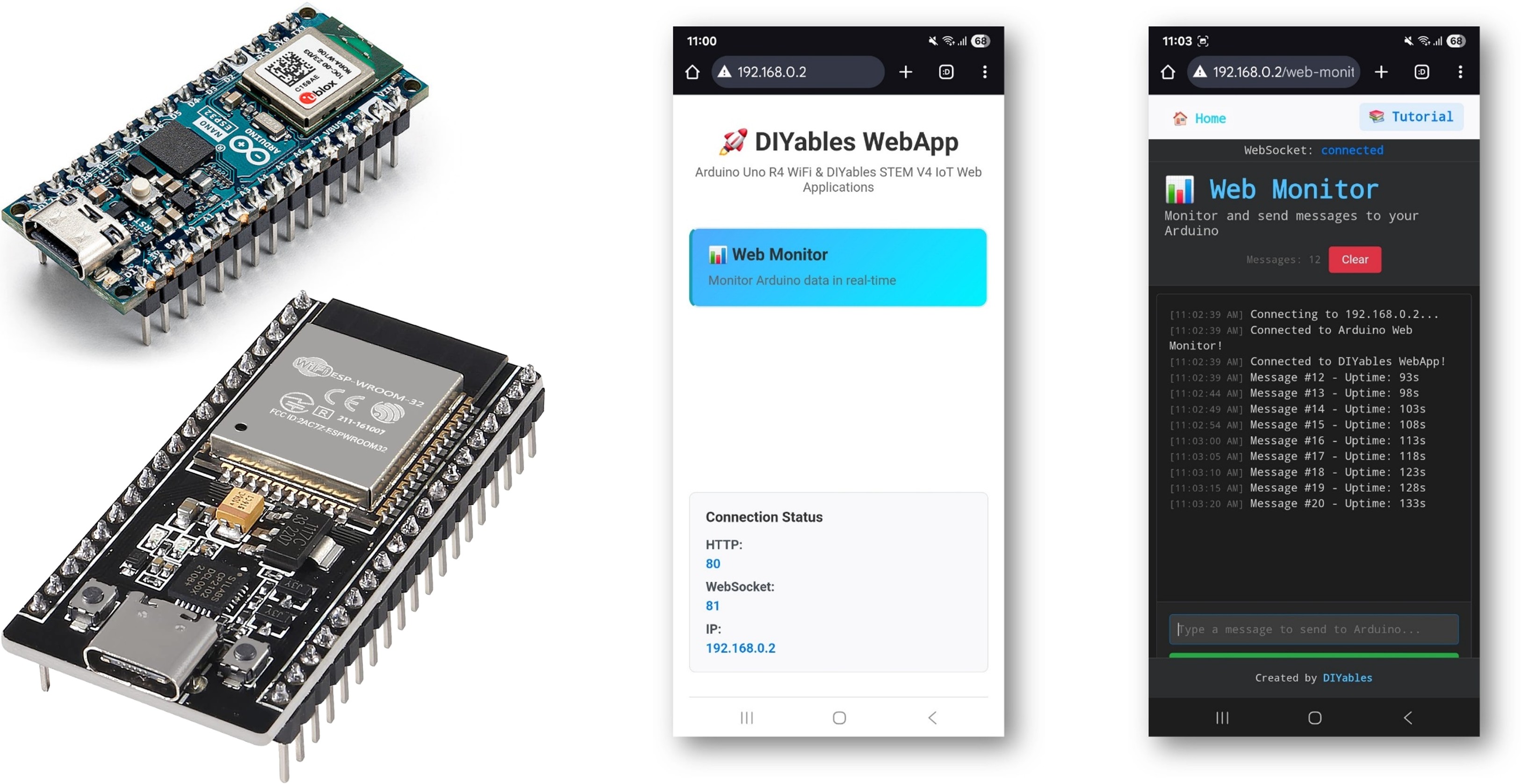 ví dụ Arduino webmonitor - hướng dẫn trình giám sát nối tiếp dựa trên web