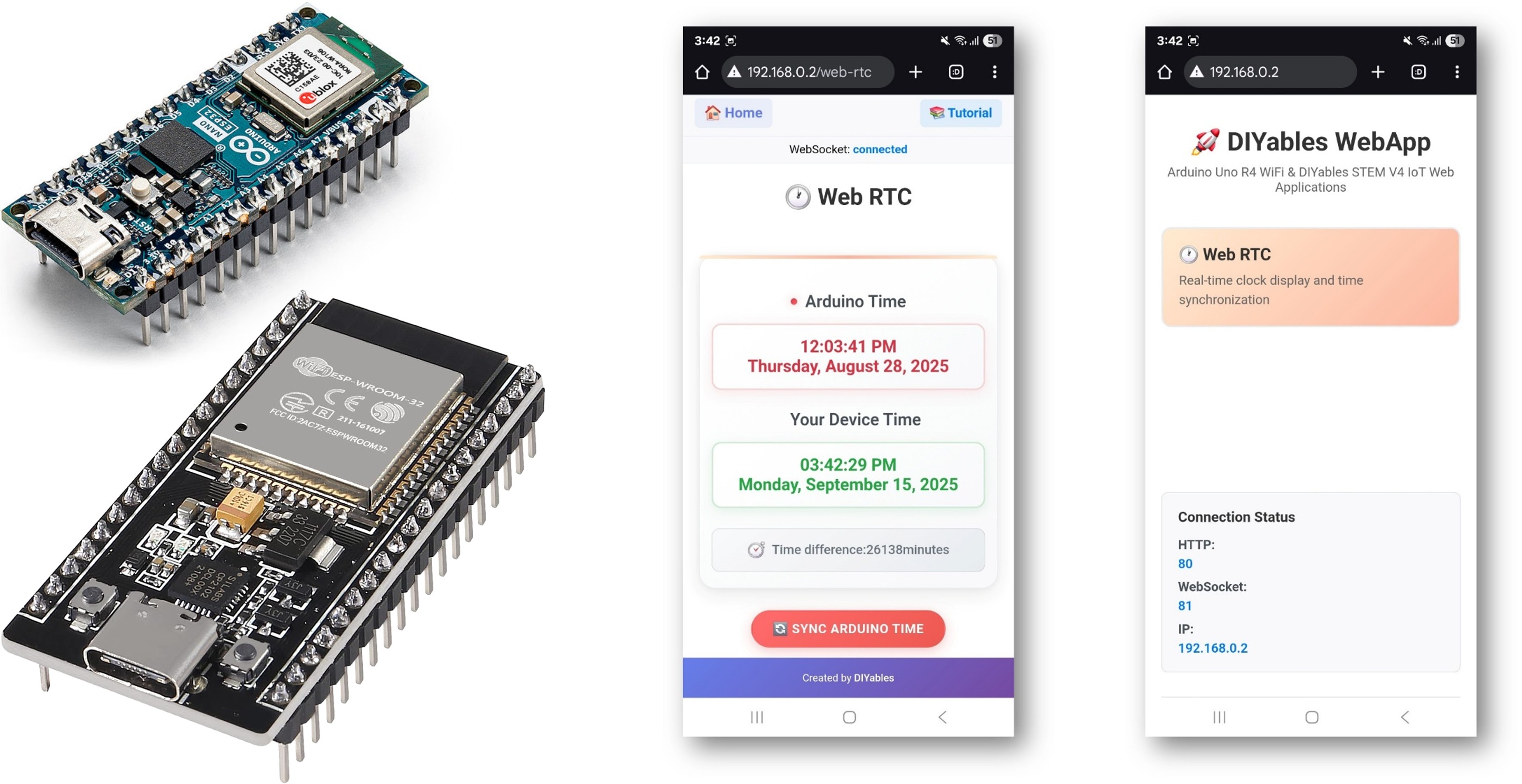 ví dụ Arduino webrtc - hướng dẫn giao diện Đồng hồ thời gian thực