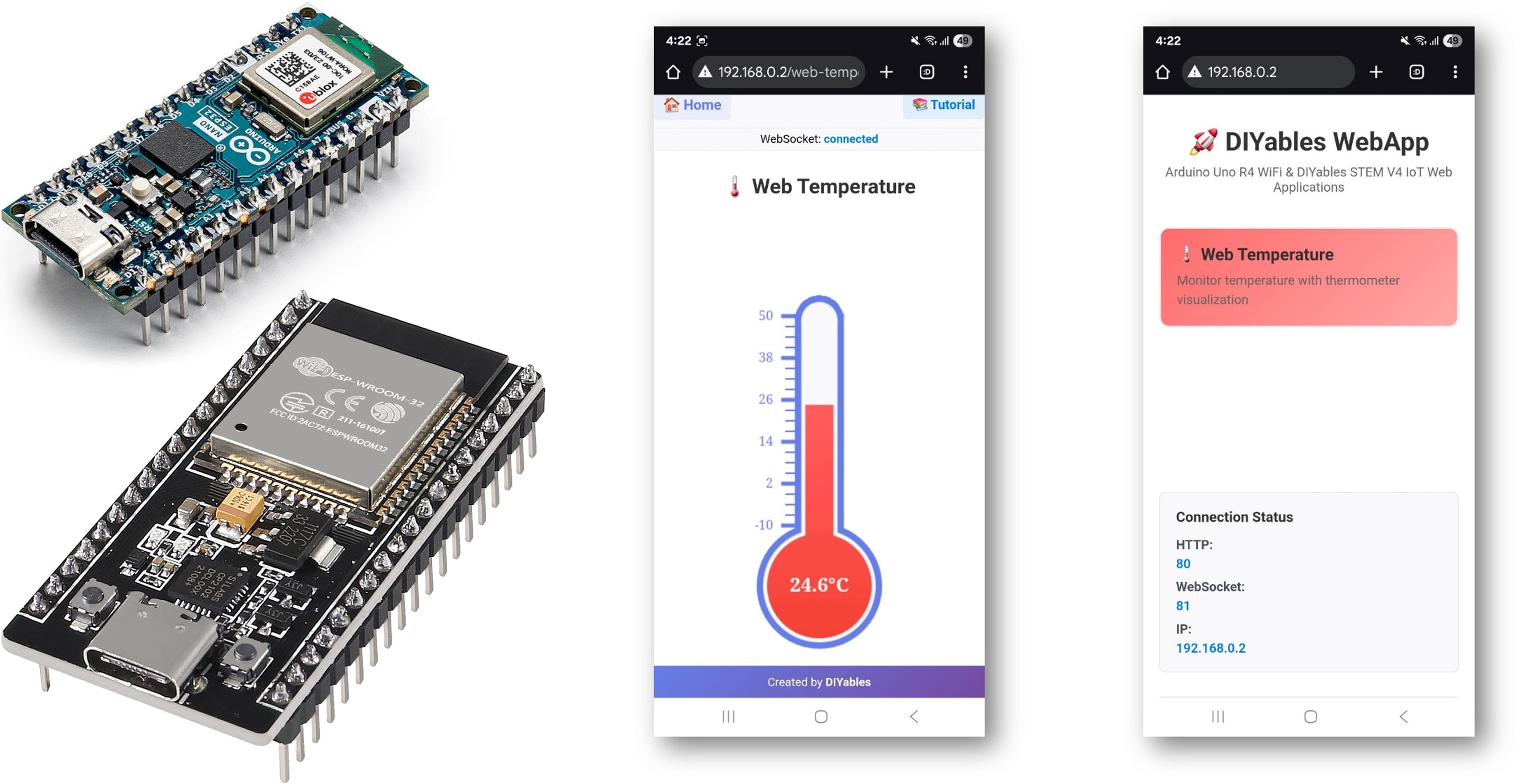 Arduino webtemperature example - thermometer màn hình interface tutorial