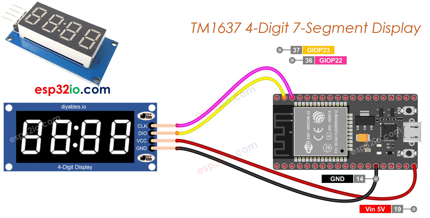 ESP32 tm1637 4-digit 7-segment màn hình