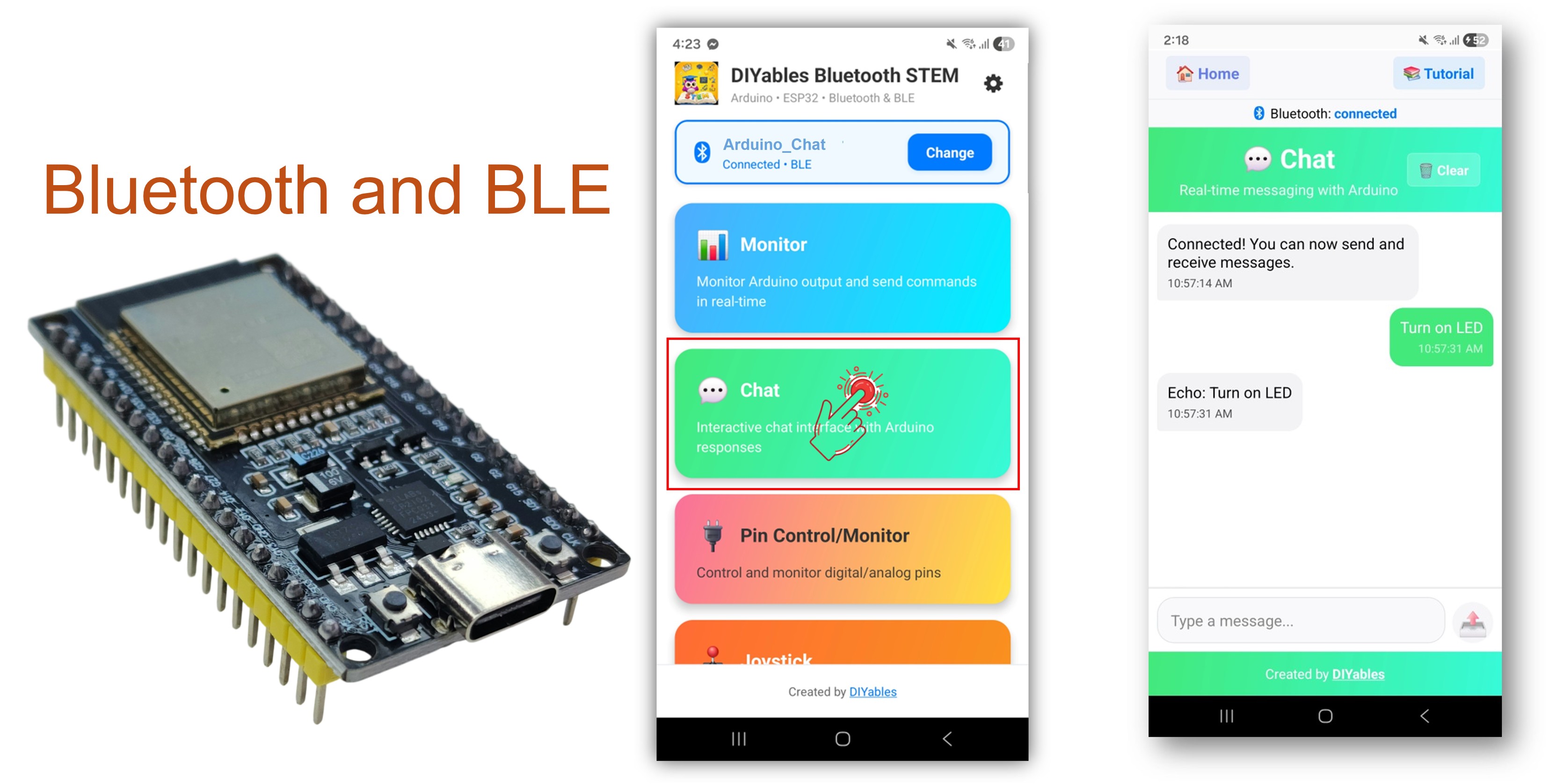 ESP32 Bluetooth chat example - hướng dẫn giao diện nhắn tin hai chiều