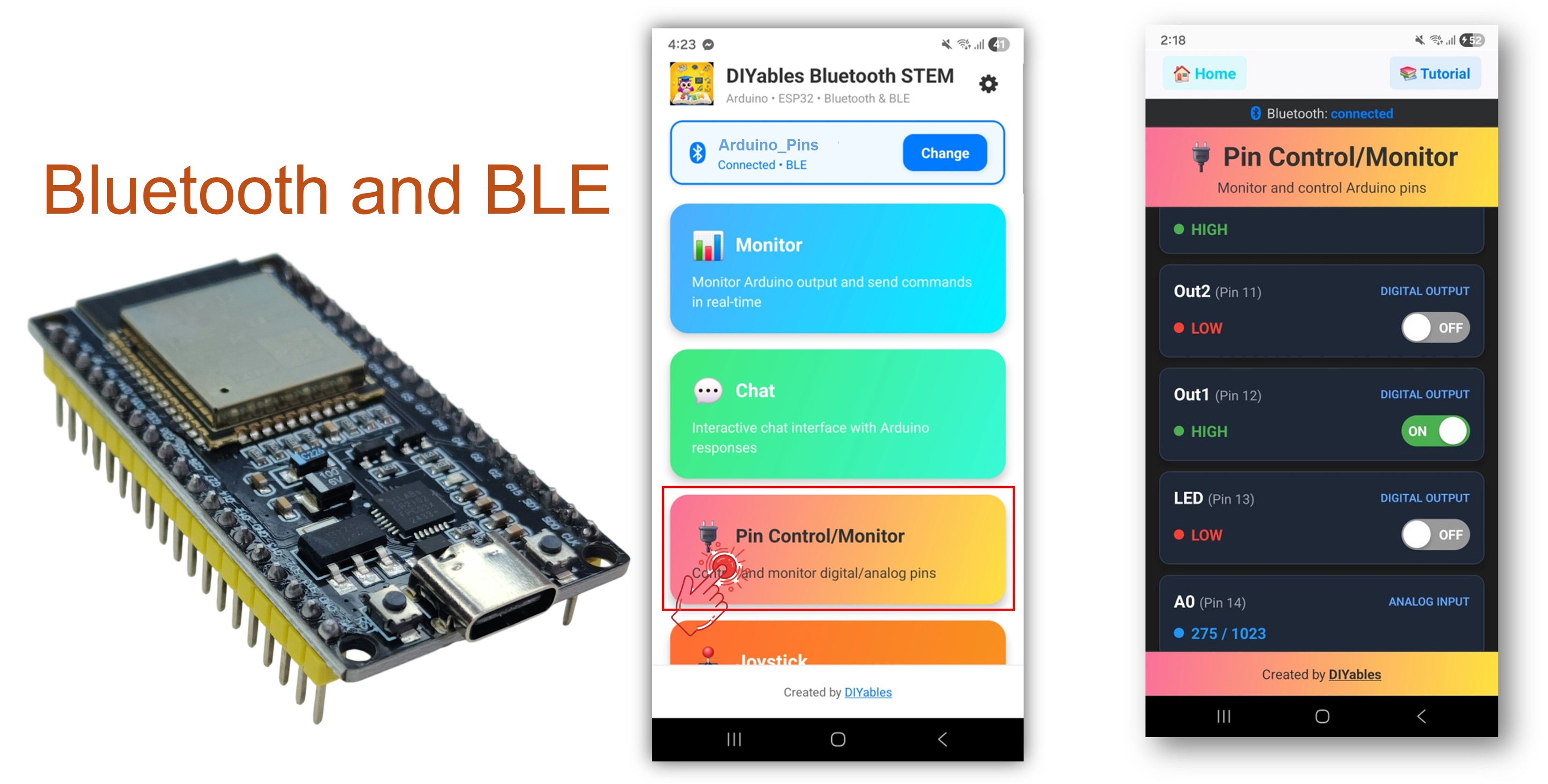 ESP32 DIYables Bluetooth App