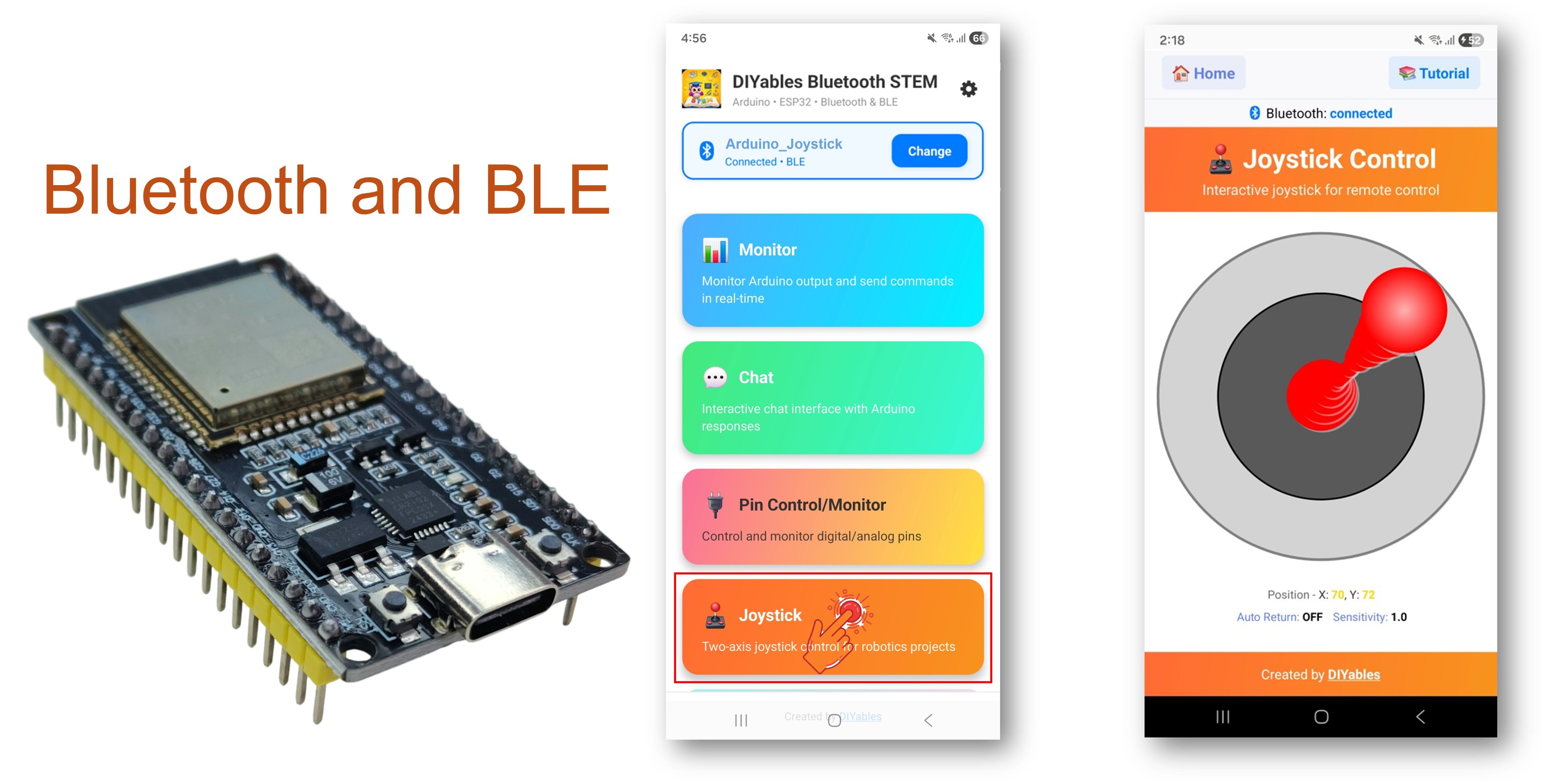 ESP32 Bluetooth joystick example - hướng dẫn giao diện Điều khiển 2d tương tác