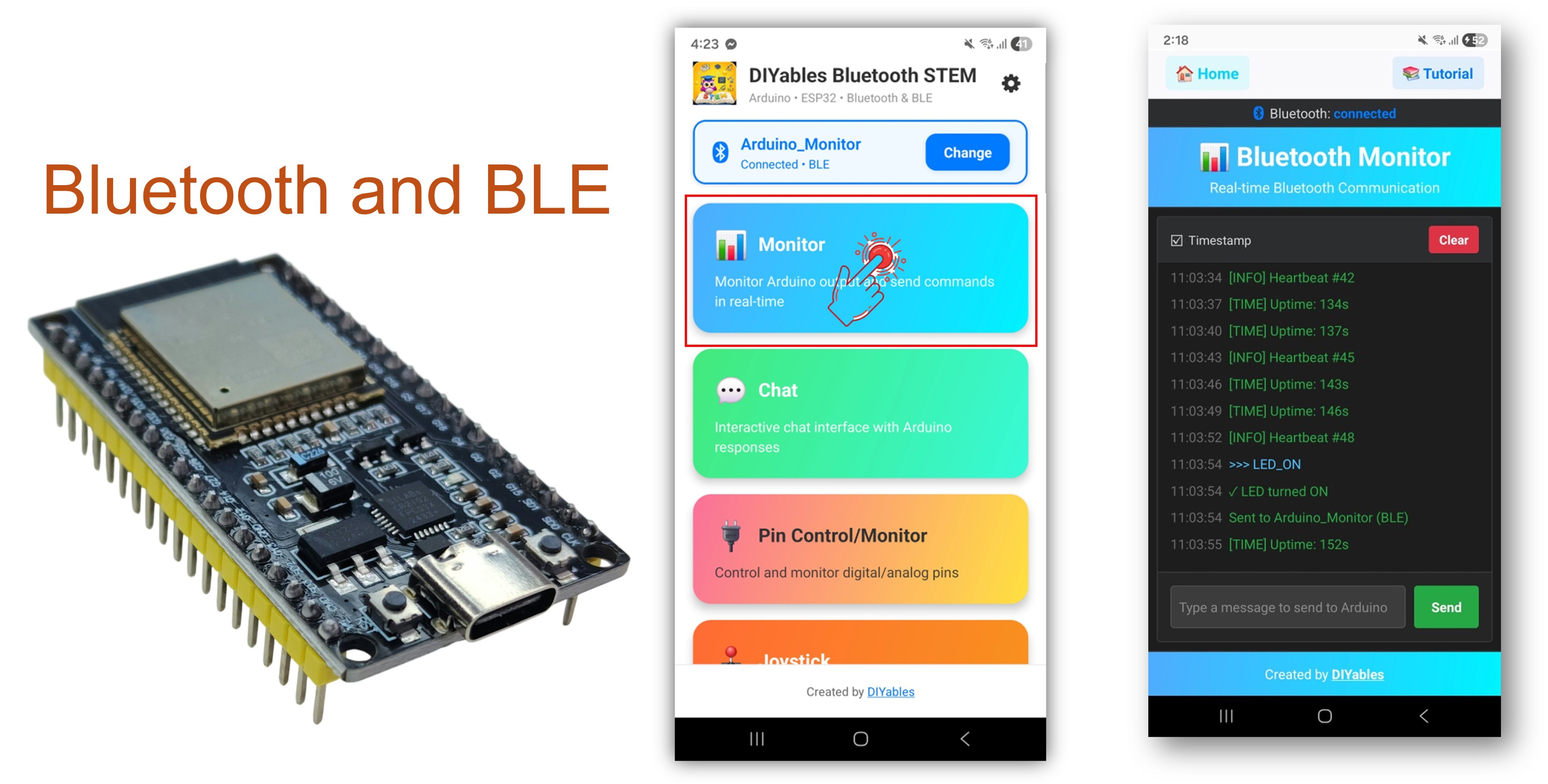 ESP32 Bluetooth monitor - hướng dẫn giao diện serial monitor thời gian thực