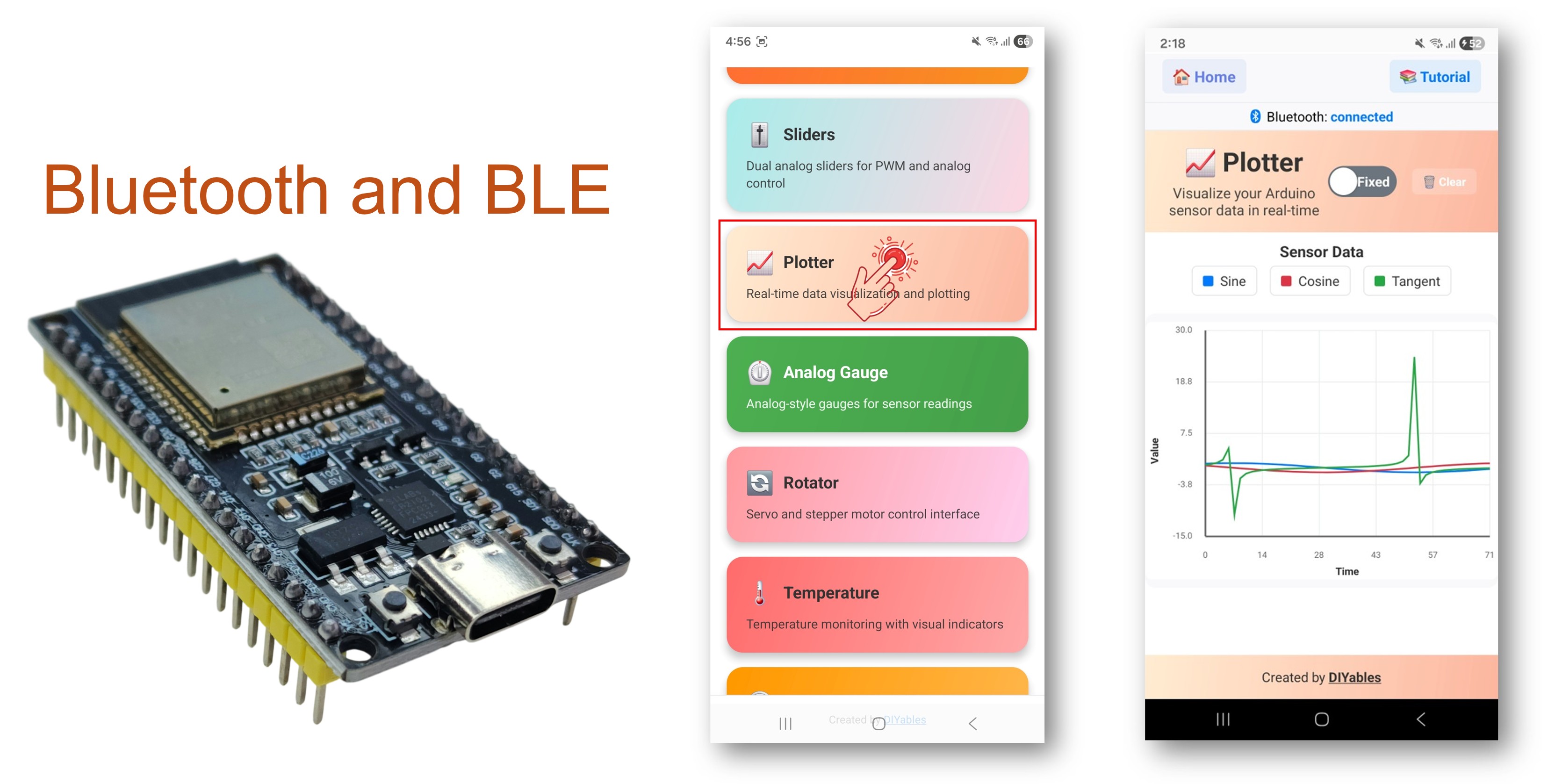 ESP32 Bluetooth plotter example - hướng dẫn tạo giao diện vẽ Đồ thị dữ liệu thời gian thực