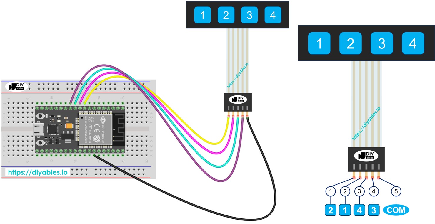 ESP32 bàn phím ma trận 1x4