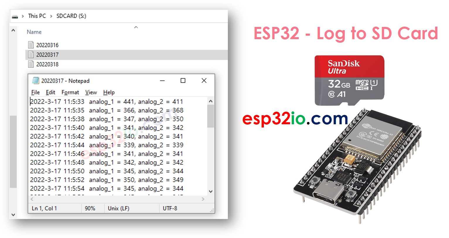ESP32 log to micro thẻ SD