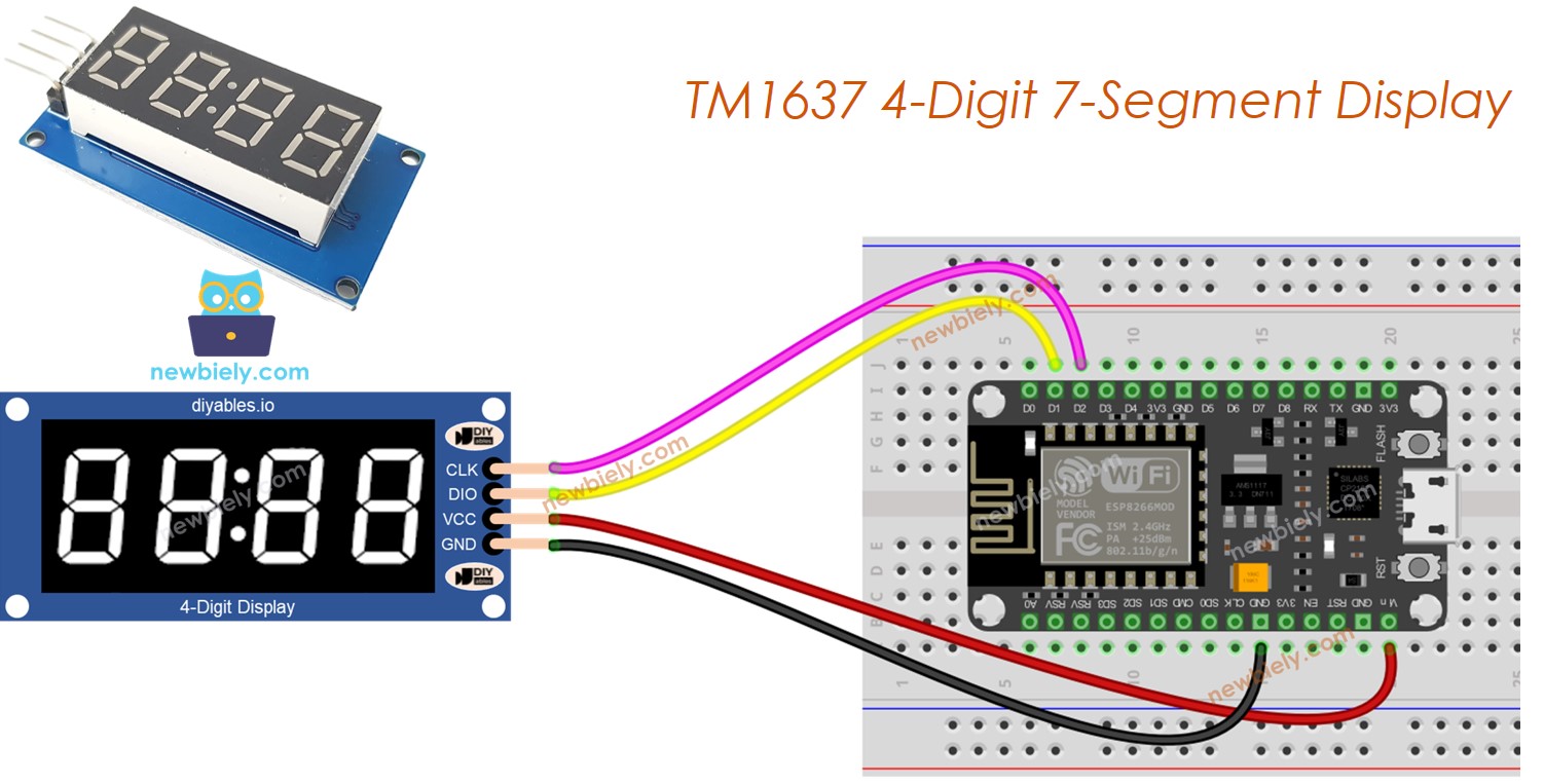 màn hình 7 đoạn 4 chữ số tm1637 ESP8266 NodeMCU
