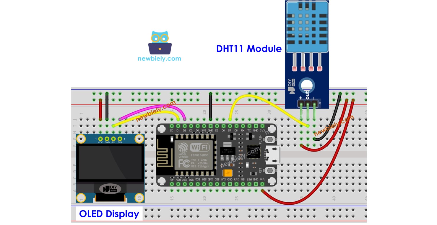 ESP8266 NodeMCU cảm biến nhiệt độ và độ ẩm dht11/dht22 với màn hình oLED