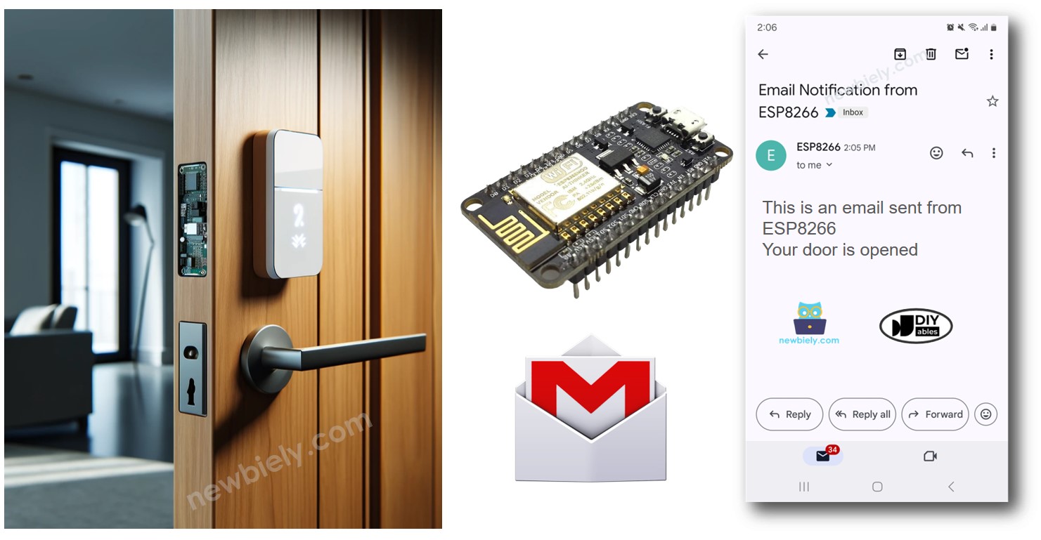 thông báo email khi mở cửa bằng ESP8266 NodeMCU.