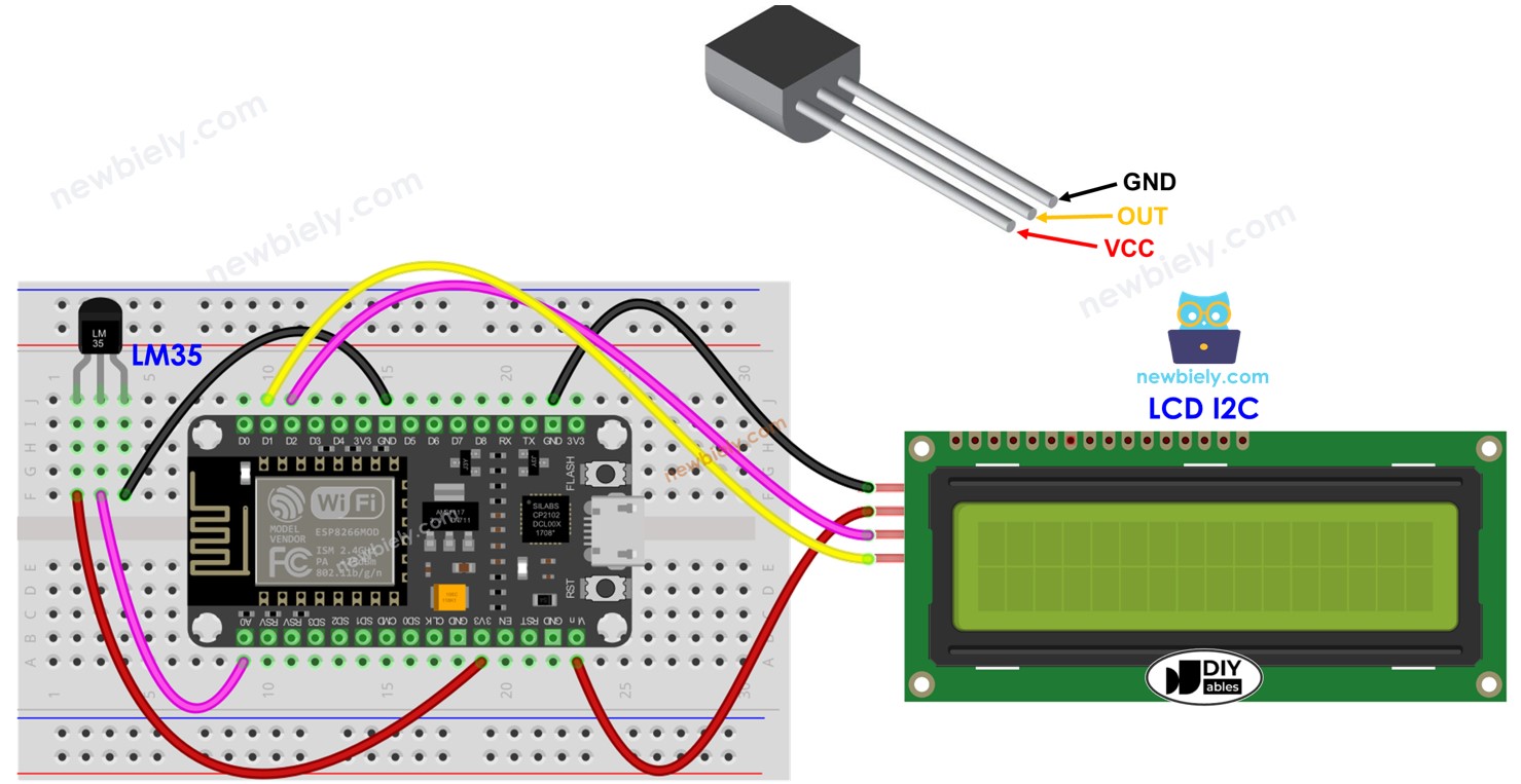 ESP8266 NodeMCU lm35 cảm biến nhiệt độ lcd