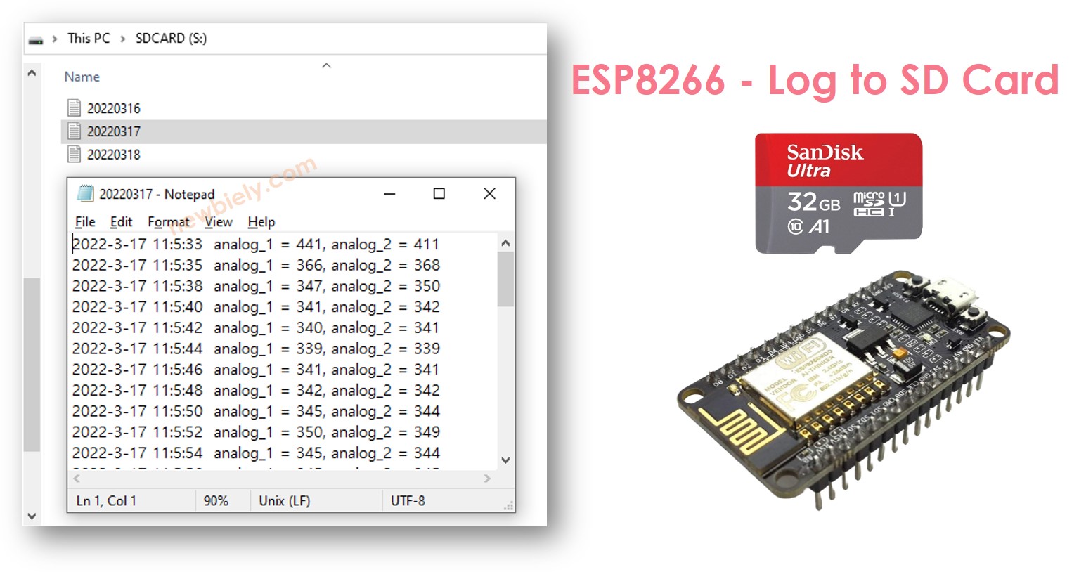 ESP8266 NodeMCU ghi log vào thẻ micro sd