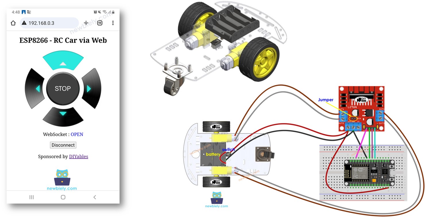 ESP8266 NodeMCU điều khiển xe robot thông qua web