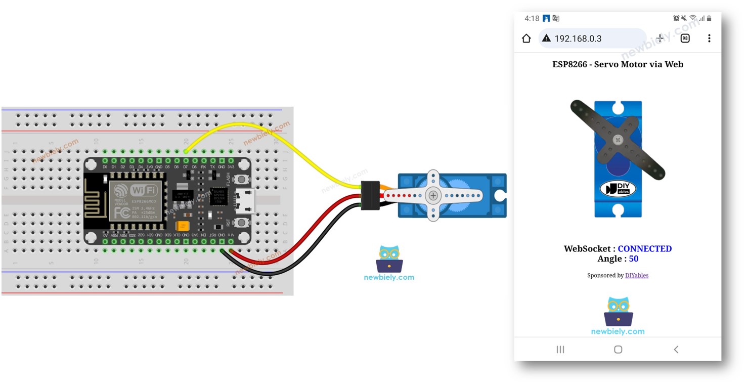 ESP8266 NodeMCU điều khiển động cơ servo qua web