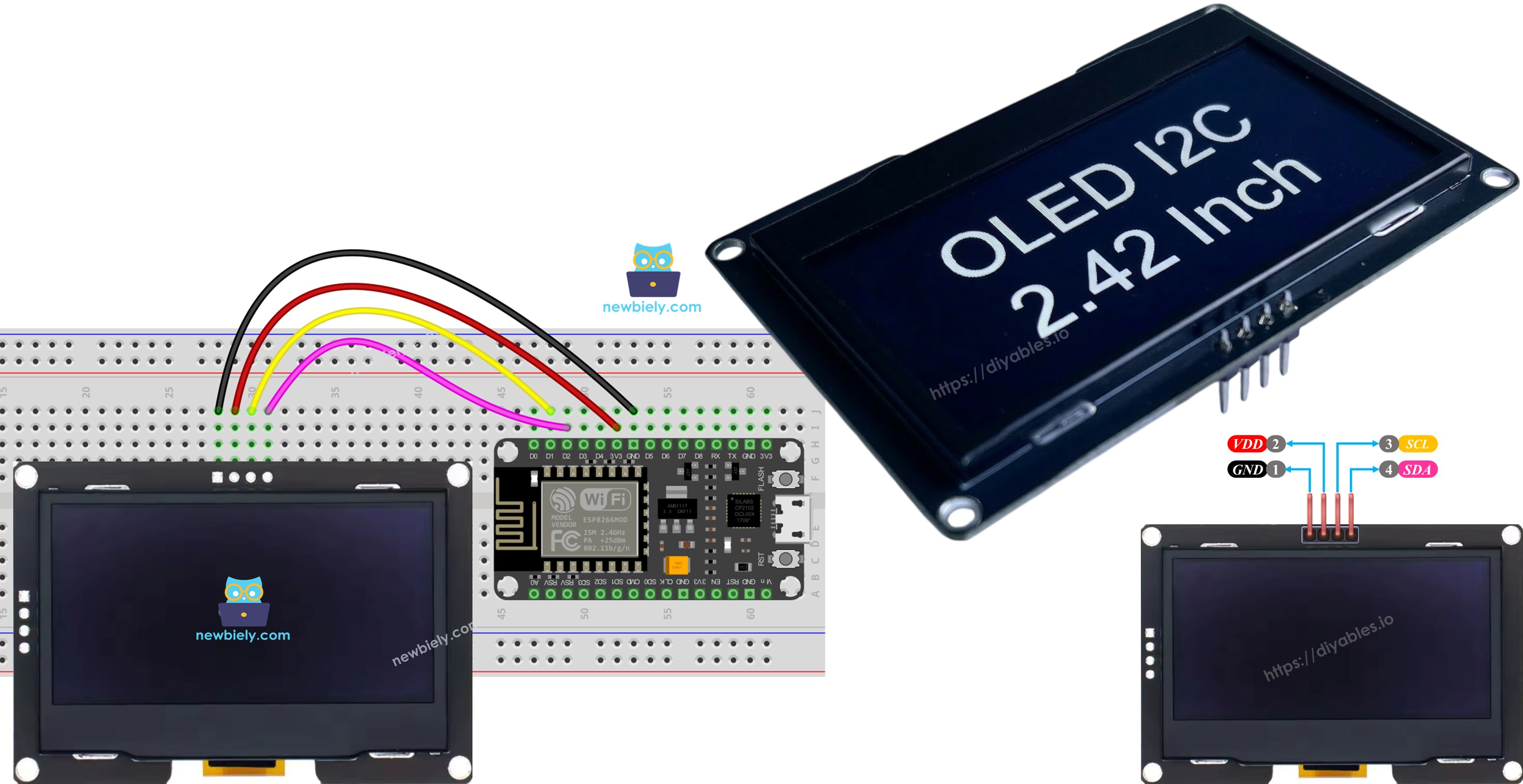 màn hình oLED i2c ssd1309 cho ESP8266 NodeMCU