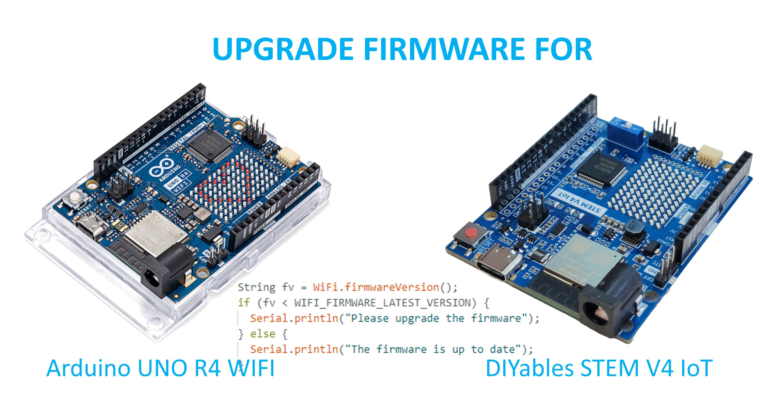 cách nâng cấp firmware trên Arduino UNO R4 WiFi/diyables stem v4 IoT