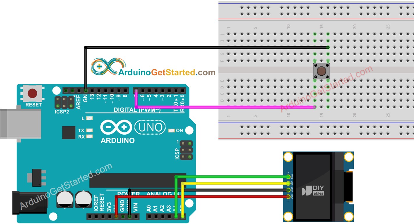sơ đồ kết nối nút Arduino với oLED