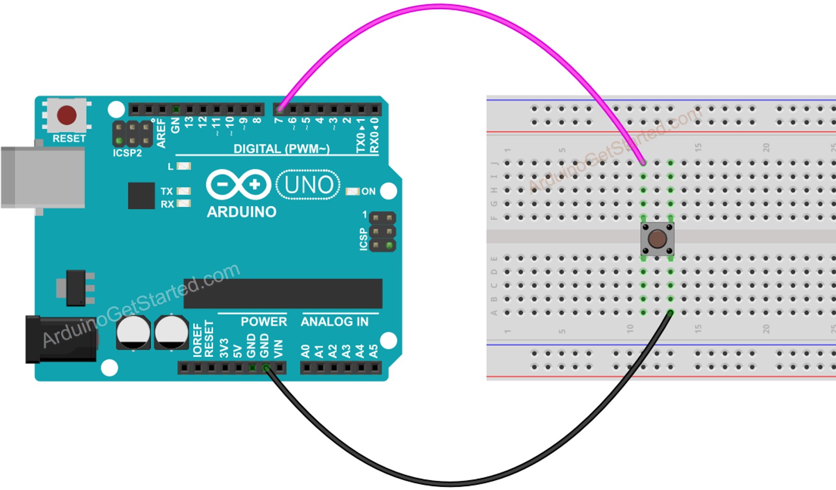 sơ đồ đấu dây nút nhấn Arduino
