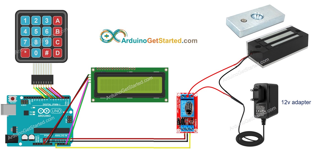 sơ đồ đấu nối lcd cho hệ thống khóa cửa Arduino