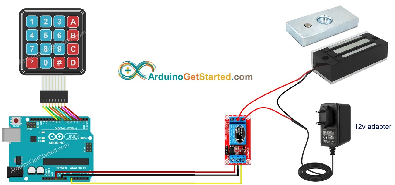 sơ đồ nối dây hệ thống khóa cửa Arduino