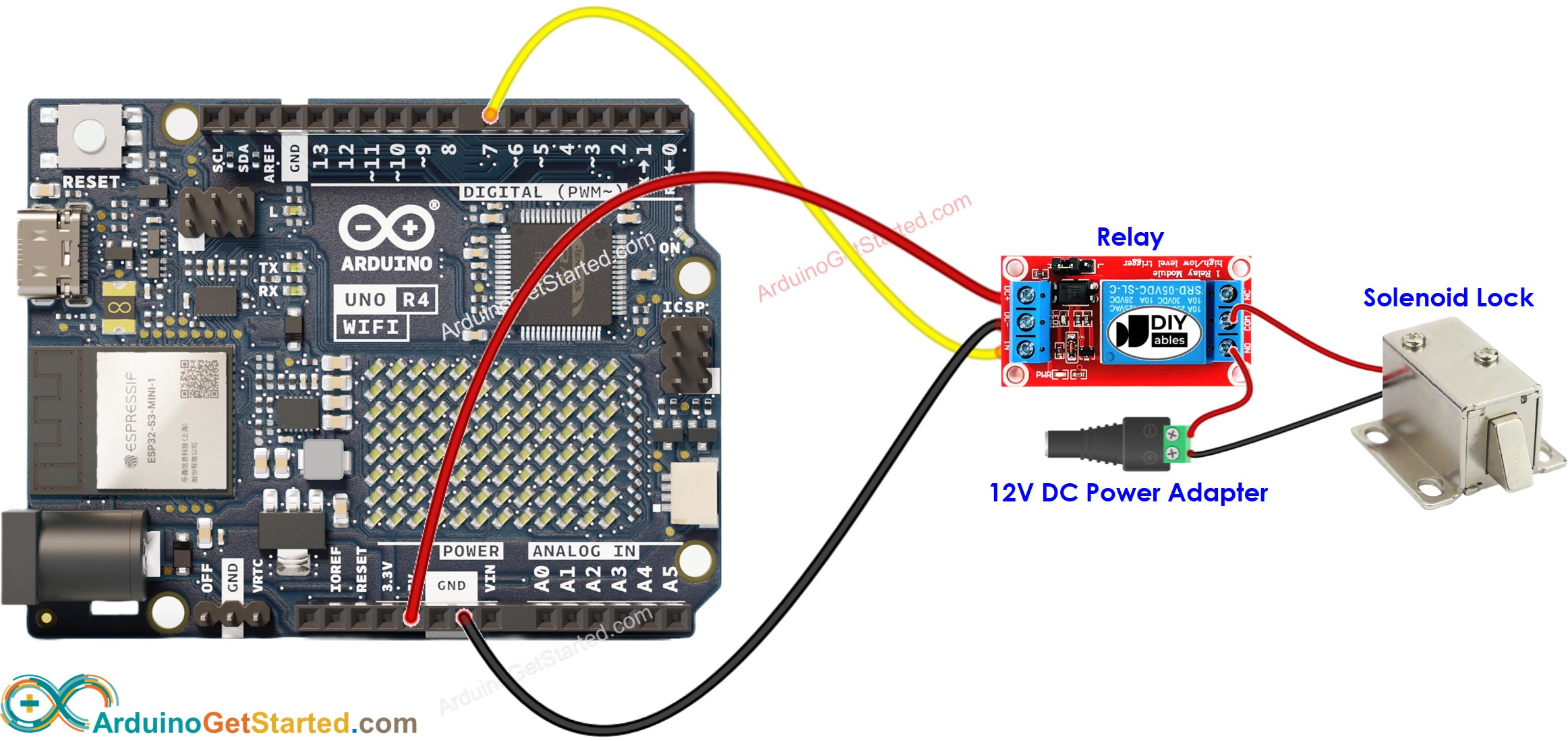 sơ đồ nối dây cho khóa cửa Arduino UNO R4 WiFi
