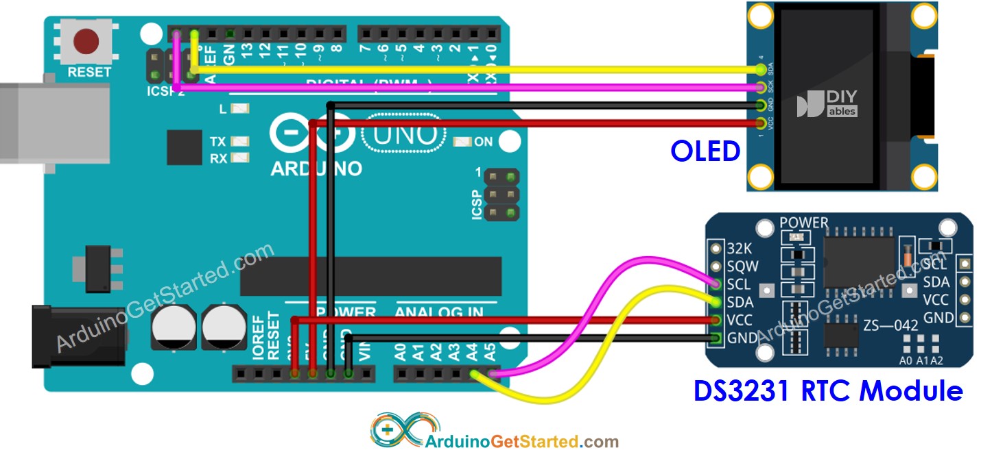 sơ đồ nối dây Arduino ds3231 oLED