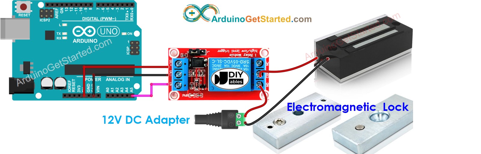 sơ đồ kết nối khóa điện từ Arduino