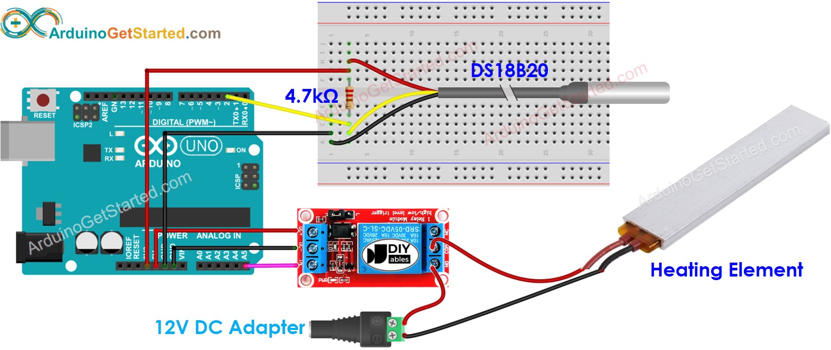 sơ đồ nối dây cho hệ thống gia nhiệt Arduino