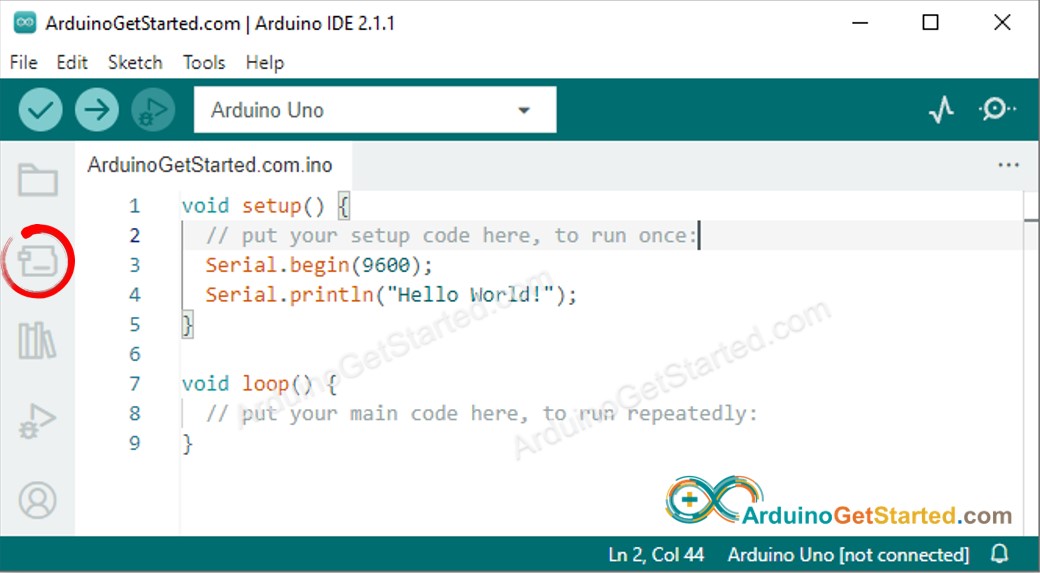 trình quản lý bo mạch Arduino ide 2
