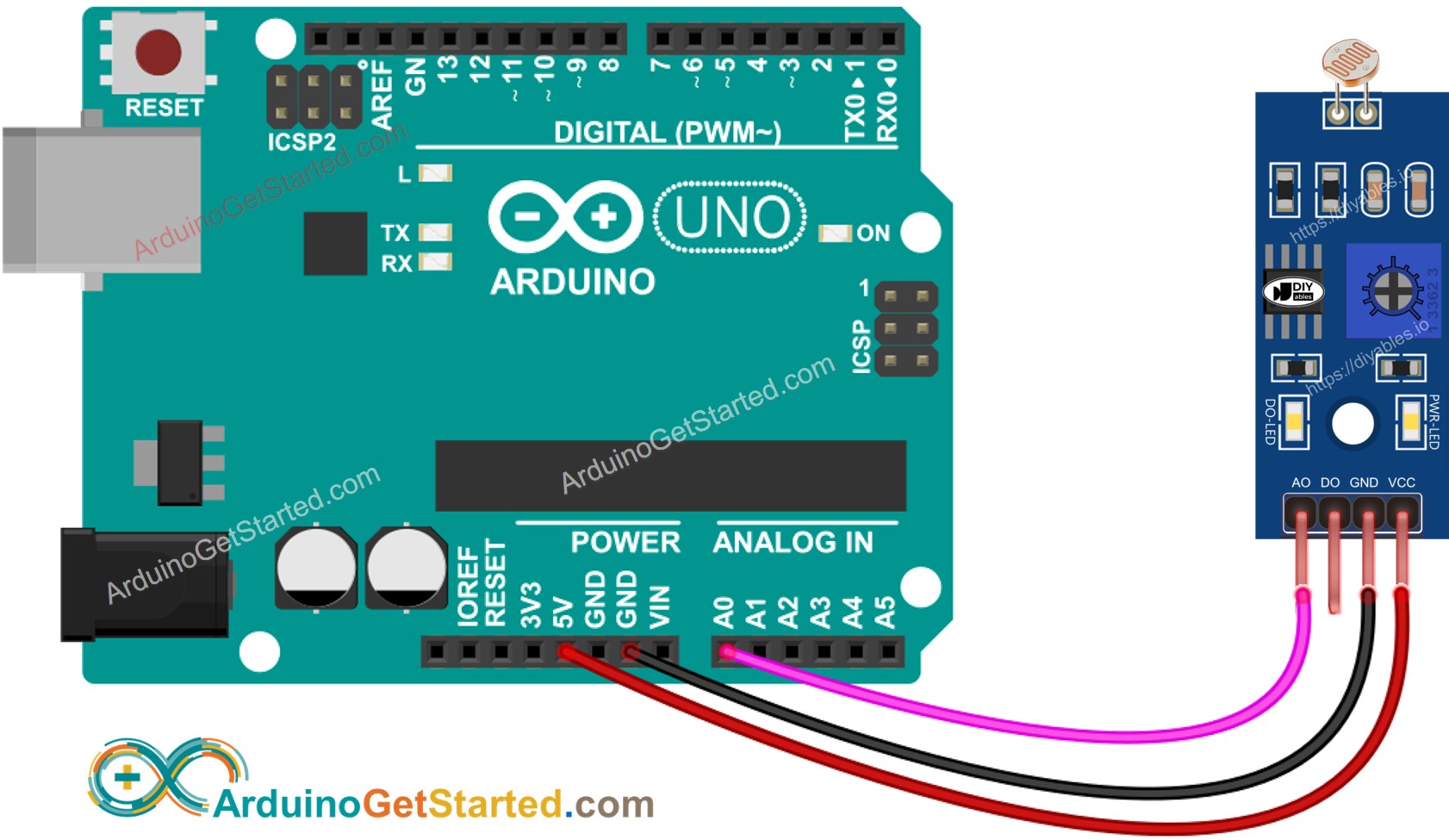sơ đồ nối dây mô-đun ldr Arduino