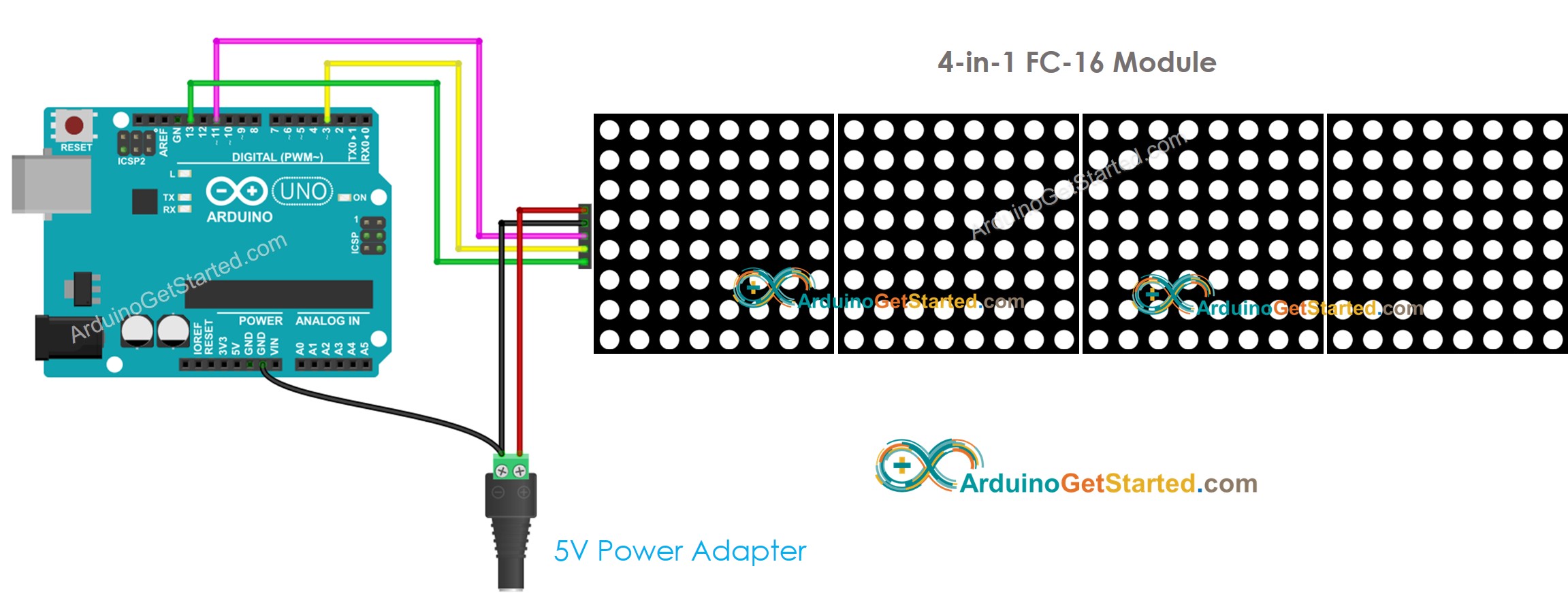 sơ đồ nối dây ma trận LED Arduino